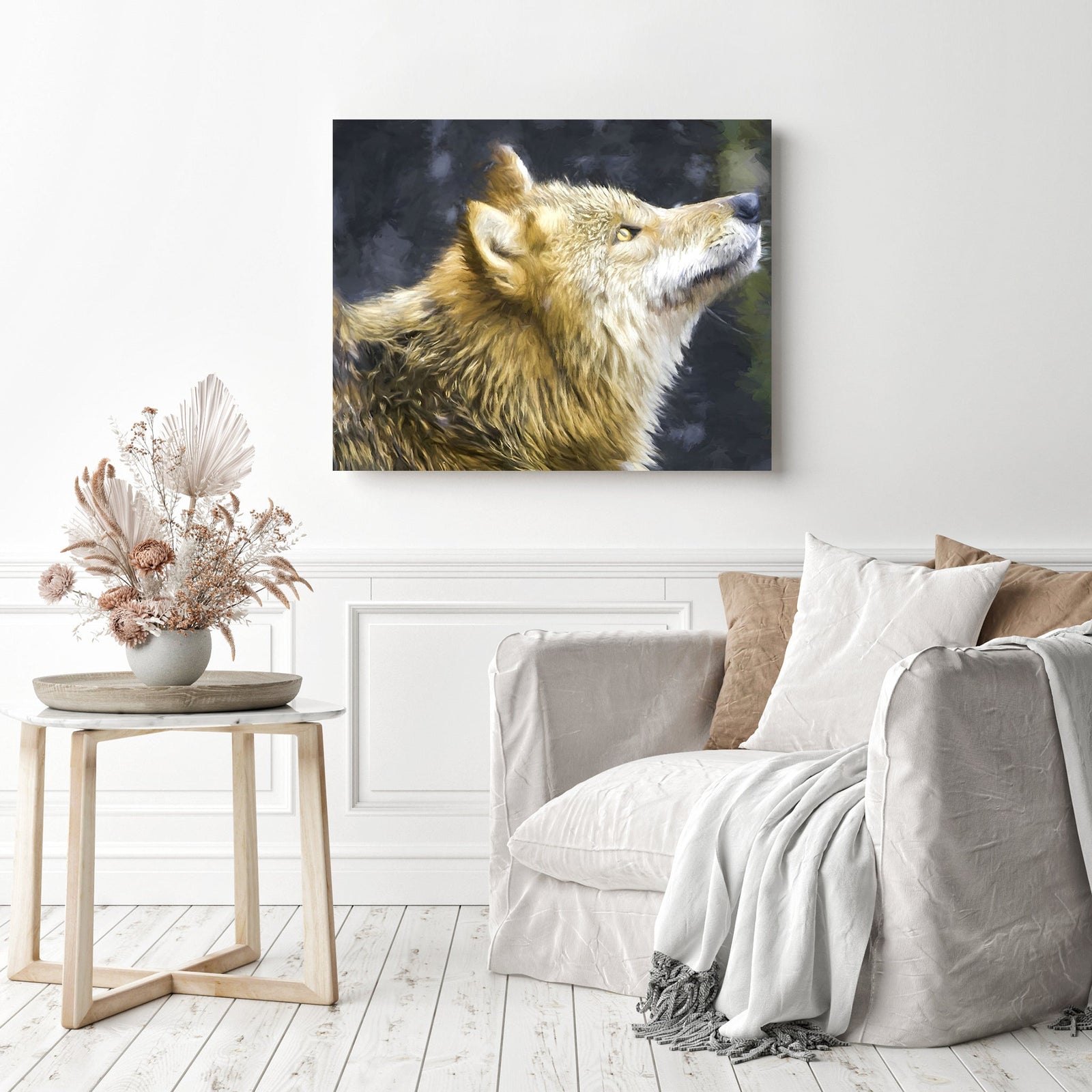 Wolf Stares | Diamond Painting Displayed as Home Decor