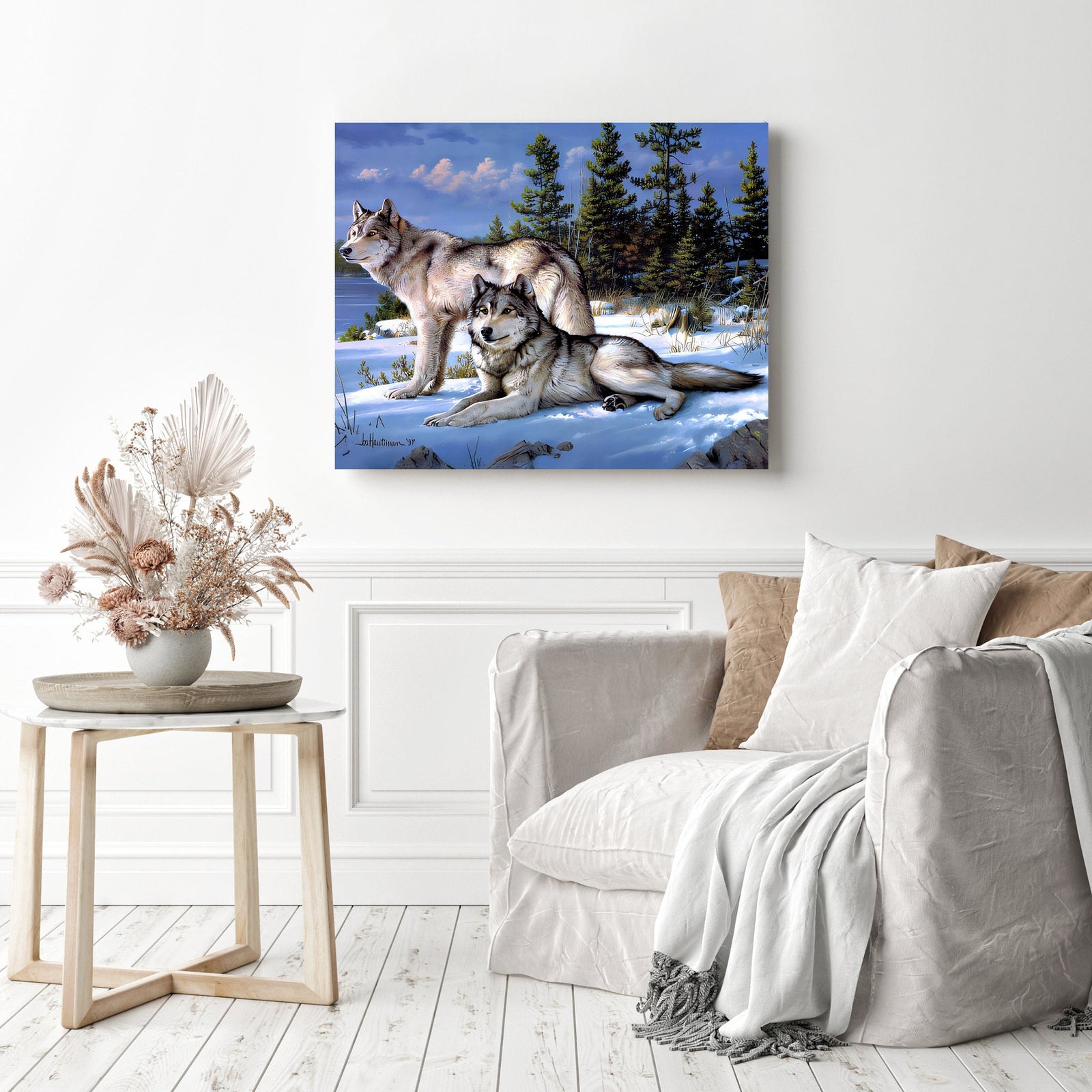 Wolves | Diamond Painting Displayed as Home Decor