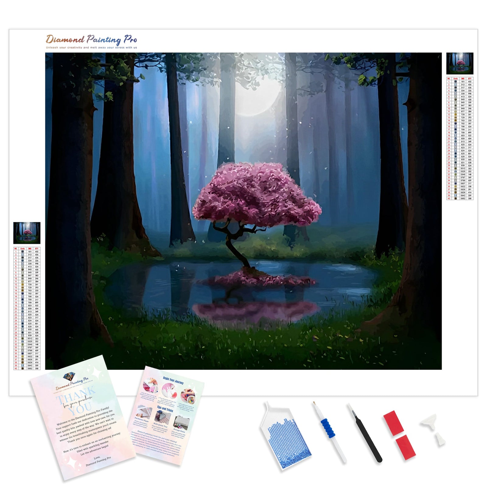 Forest Pink Tree | Diamond Painting Kit - Full Drill - Square or Round Diamonds with AB Drills Option