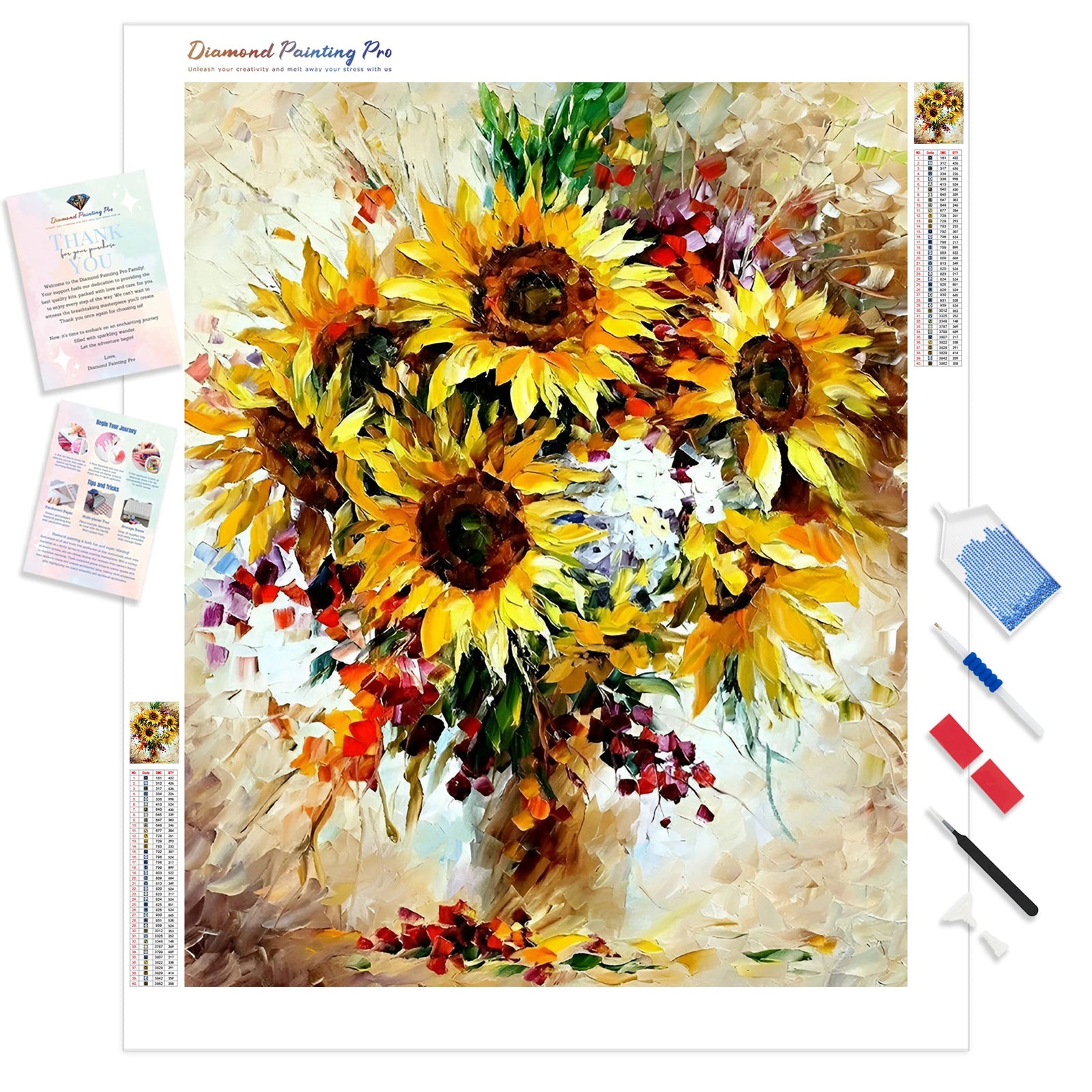 Bright Sunflower Vase | Diamond Painting Kit - Full Drill - Square or Round Diamonds with AB Drills Option