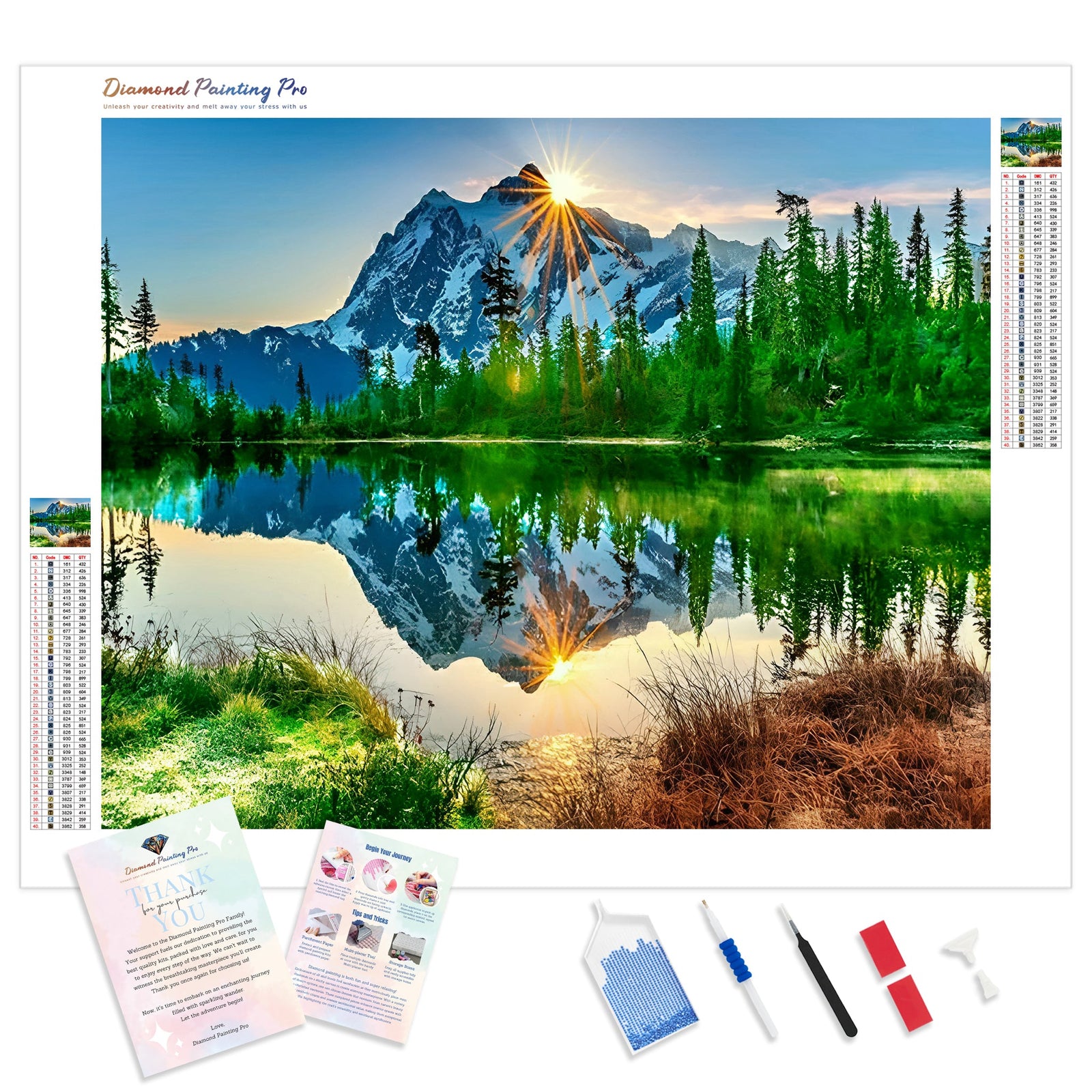 Snow Mountain Reflections | Diamond Painting Kit - Full Drill - Square or Round Diamonds with AB Drills Option