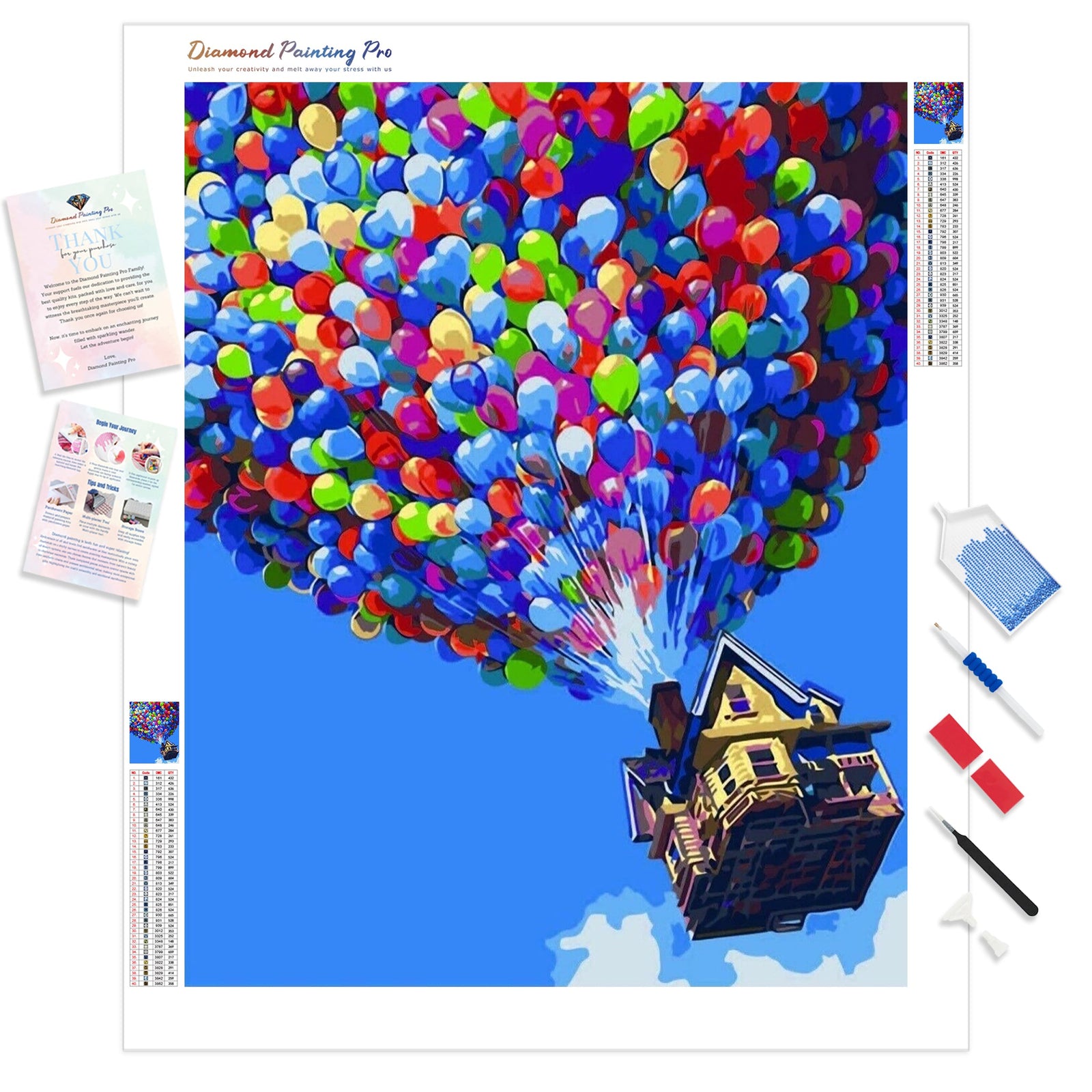 Flying House | Diamond Painting Kit - Full Drill - Square or Round Diamonds with AB Drills Option