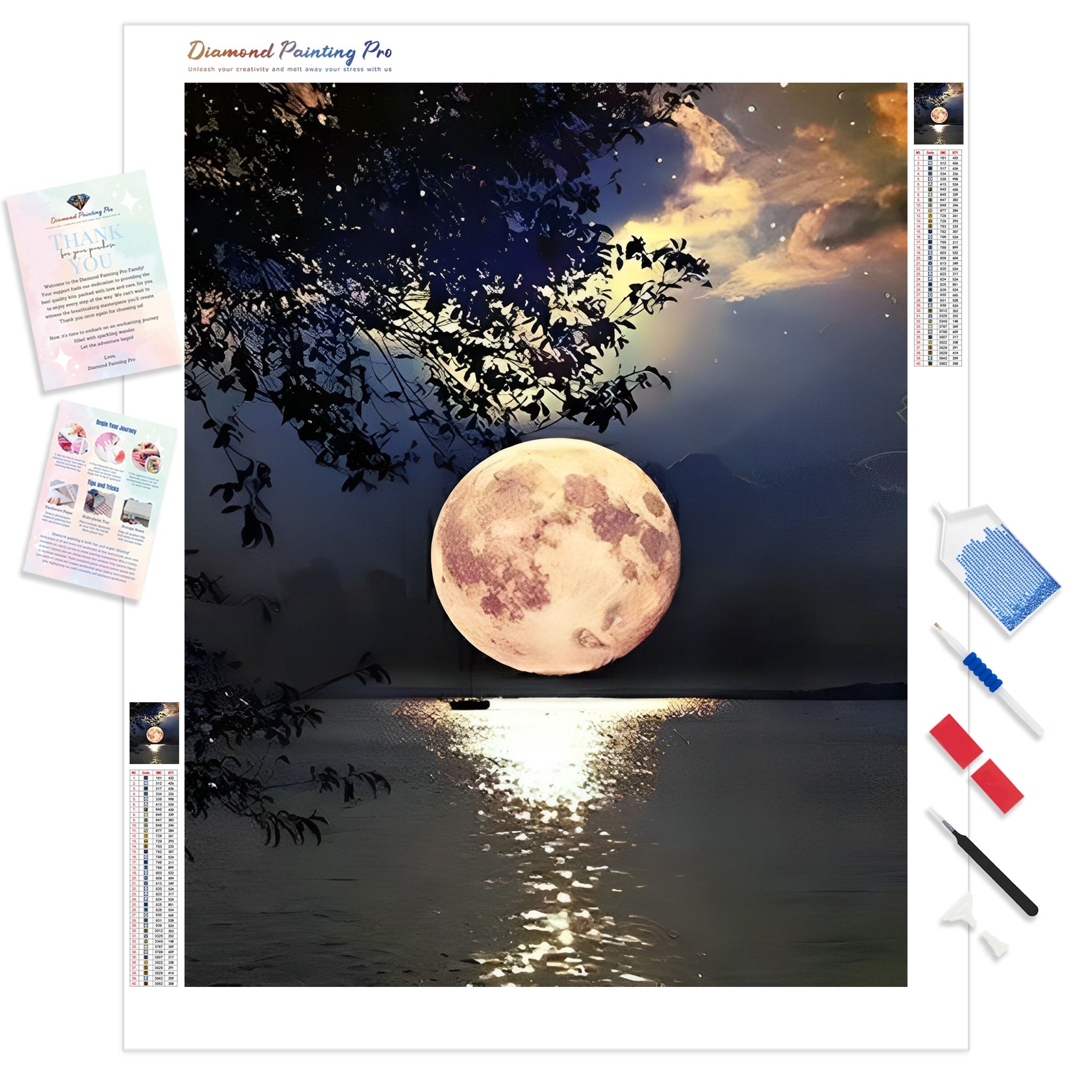 YSCOLOR Diamond Painting 'Ti Amo Fino Alla Luna E Ritorno', Kit Completo 30x40cm, Trapani Rotondi, Per Adulti