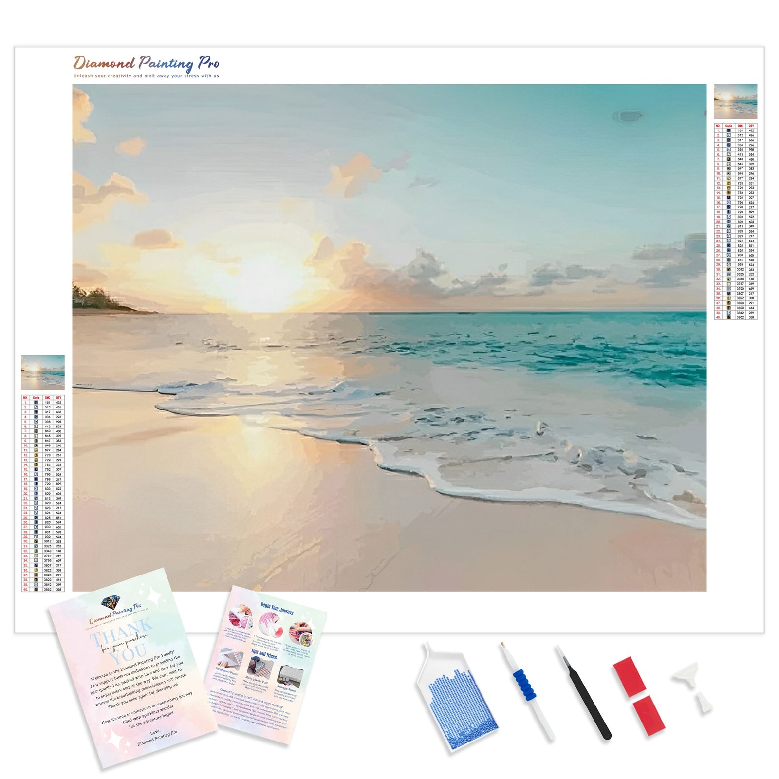 Sunrise at the Beach | Diamond Painting Kit - Full Drill - Square or Round Diamonds with AB Drills Option