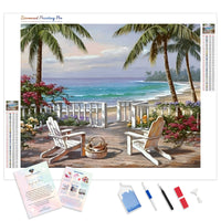 Beach Chair with Coastal View | Diamond Painting