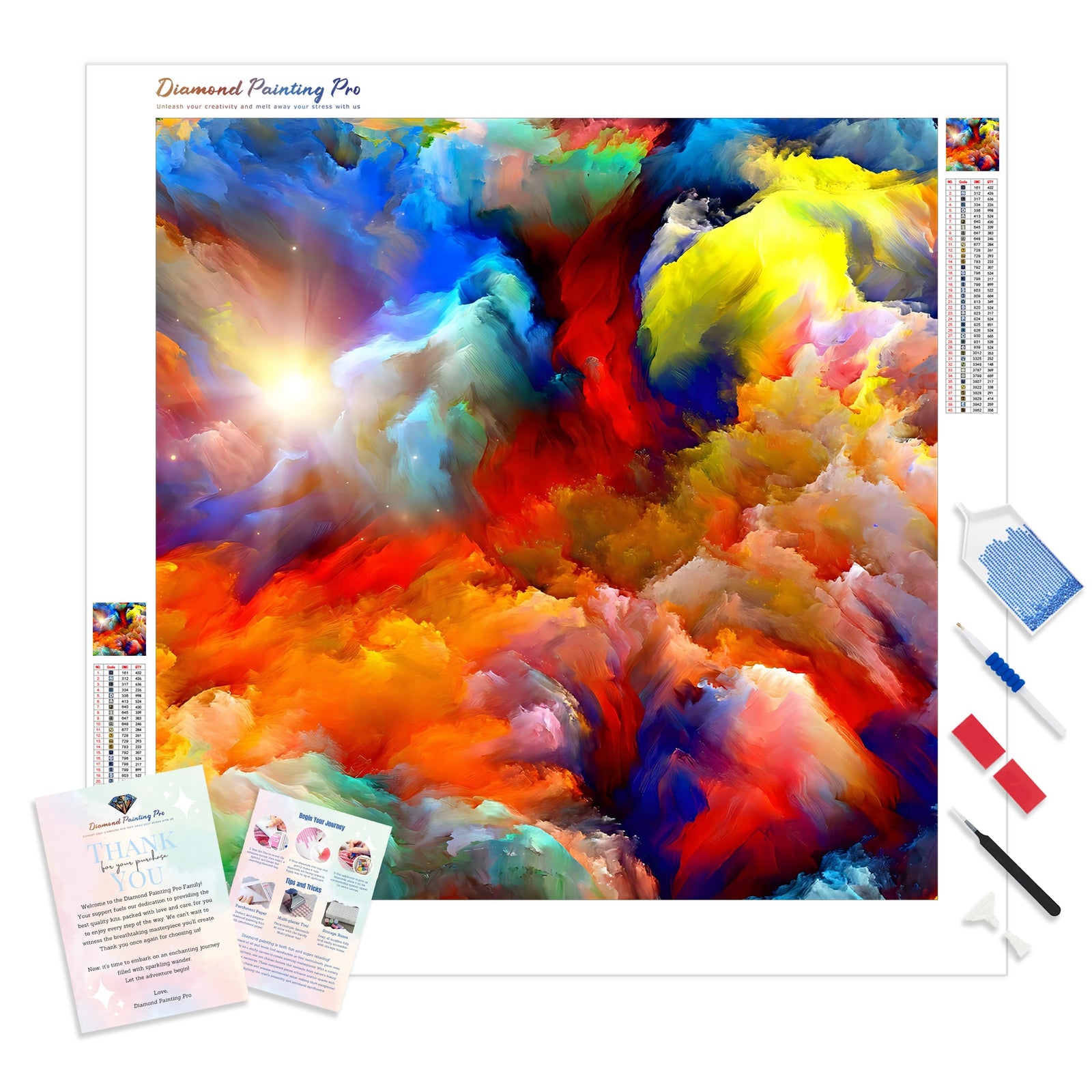 Abstract Color Explosion | Diamond Painting Kit - Full Drill - Square or Round Diamonds with AB Drills Option