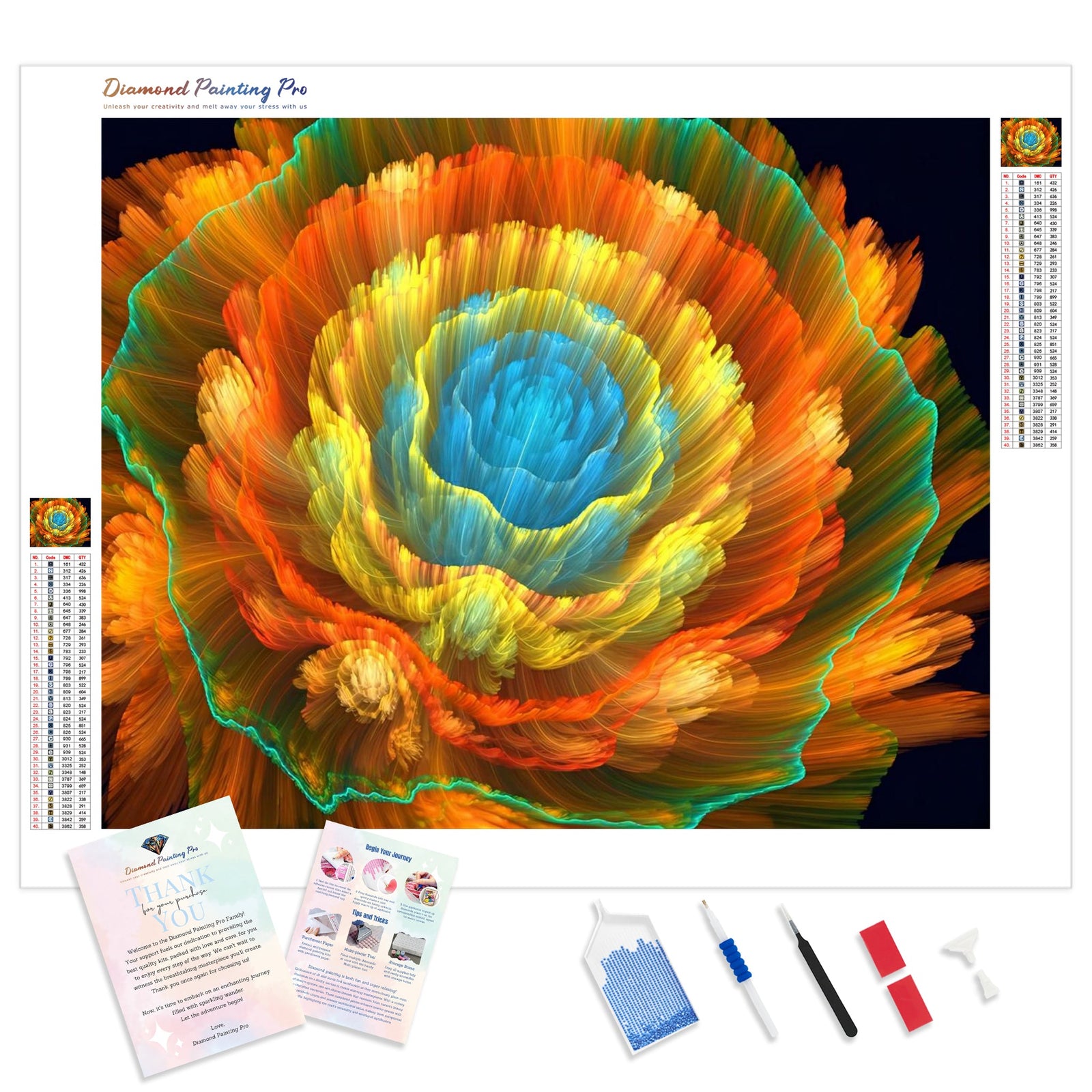 Abstract Floral Radiance | Diamond Painting Kit - Full Drill - Square or Round Diamonds with AB Drills Option