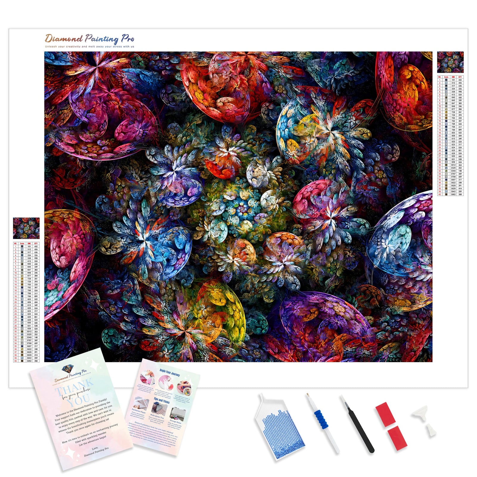 Abstract Flower Blooms | Diamond Painting Kit - Full Drill - Square or Round Diamonds with AB Drills Option