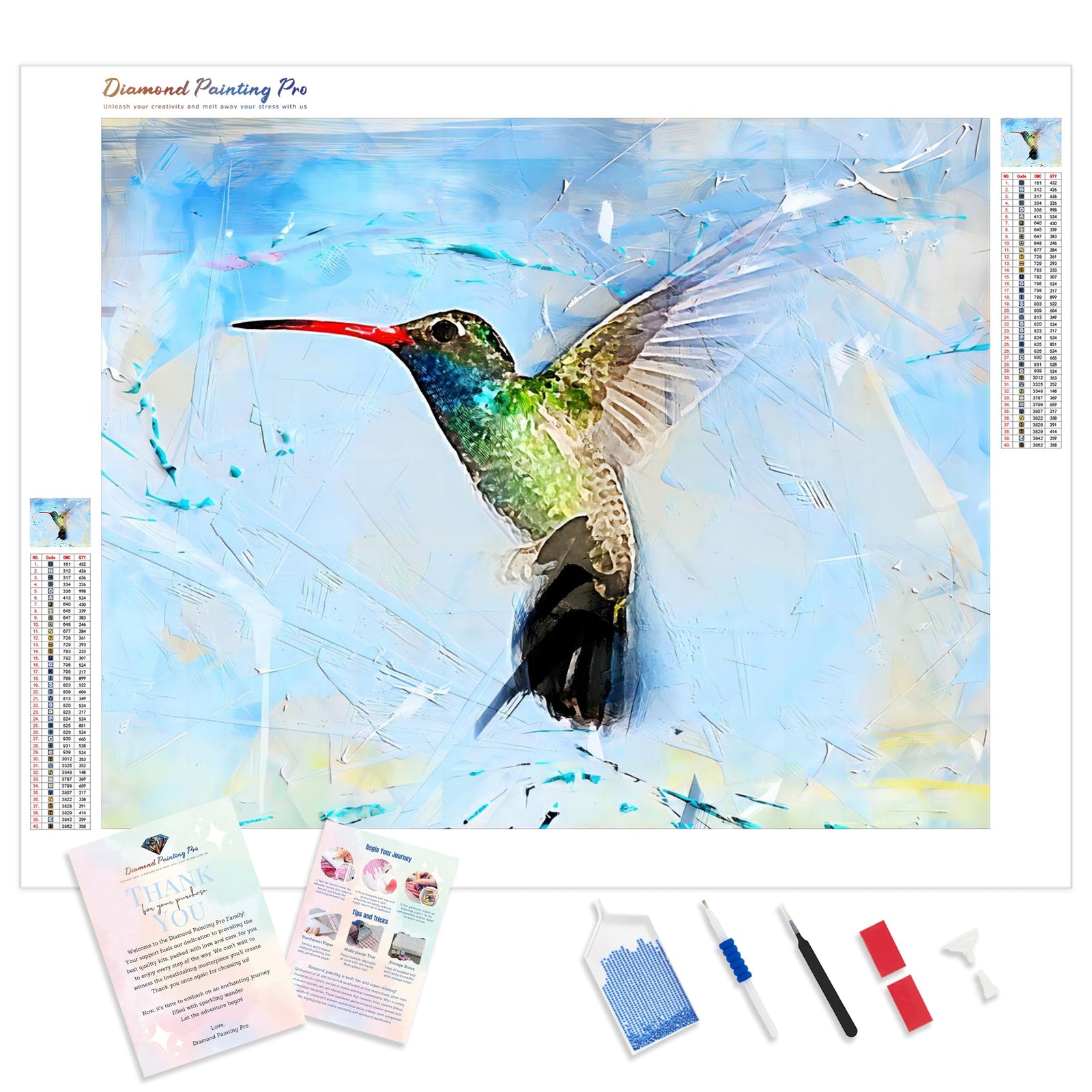 Abstract Hummingbird | Diamond Painting Kit - Full Drill - Square or Round Diamonds with AB Drills Option