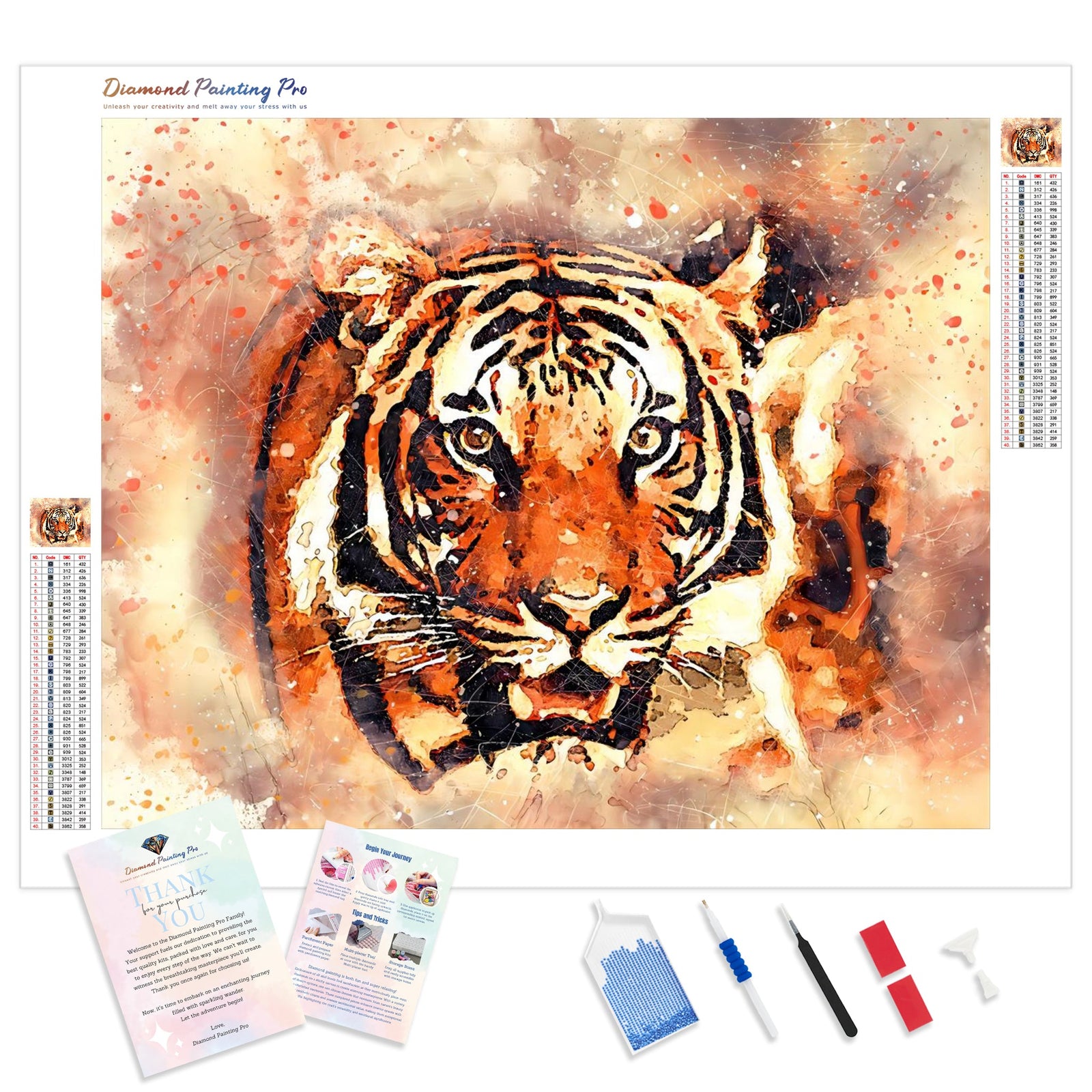 Abstract Tiger | Diamond Painting Kit - Full Drill - Square or Round Diamonds with AB Drills Option