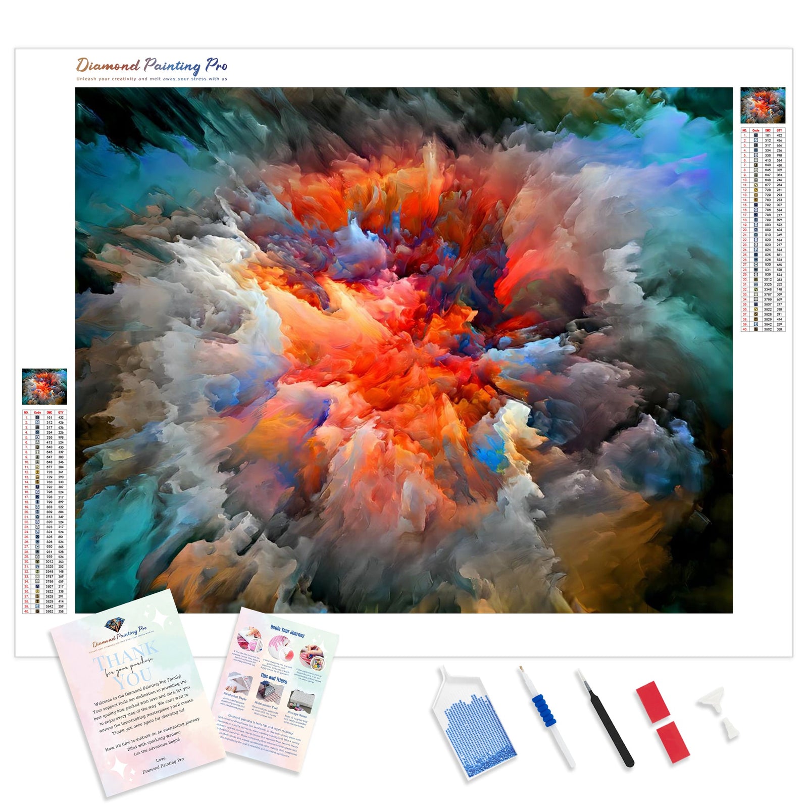 Abstract Color Explosions | Diamond Painting Kit - Full Drill - Square or Round Diamonds with AB Drills Option