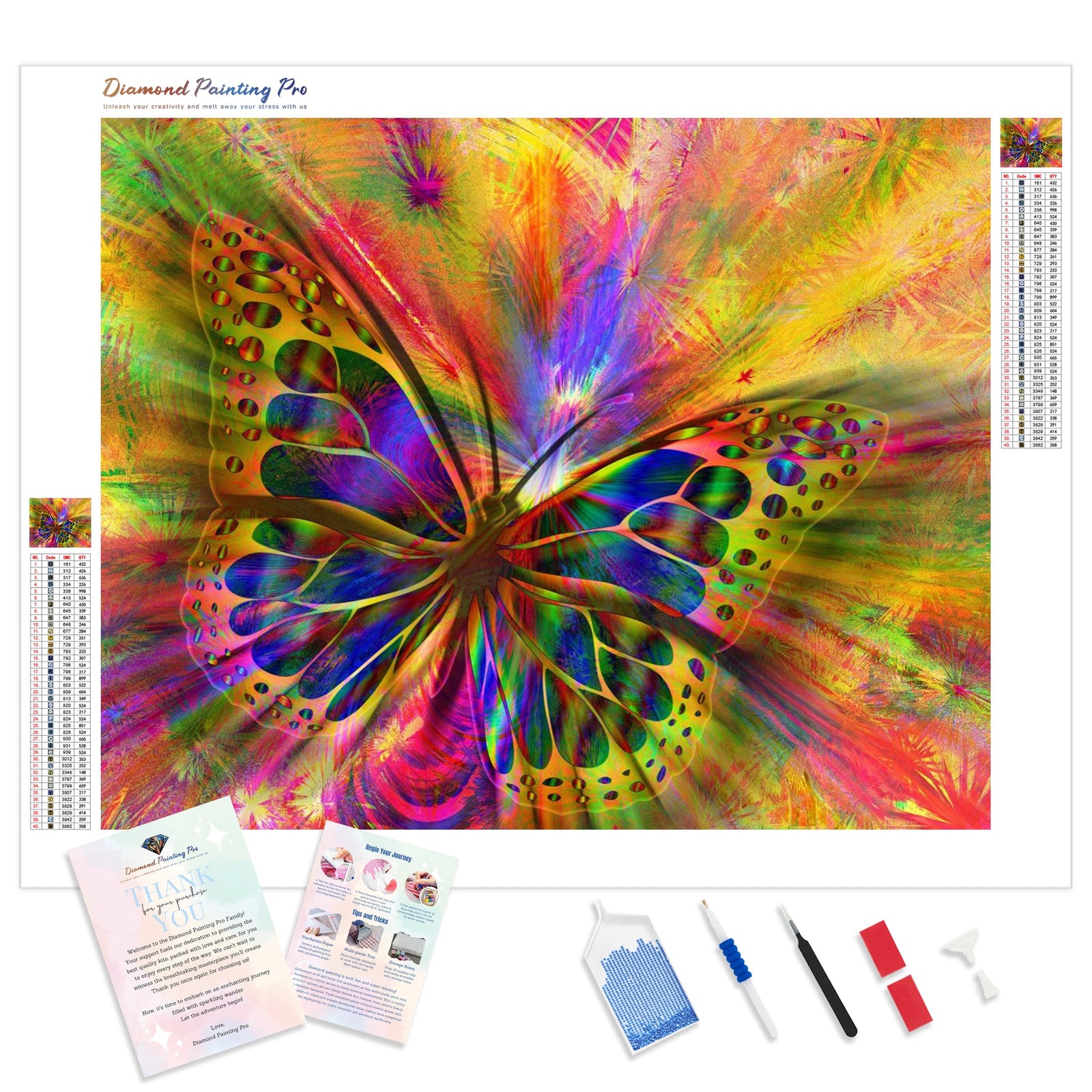 Butterfly Color Trip | Diamond Painting Kit - Full Drill - Square or Round Diamonds with AB Drills Option