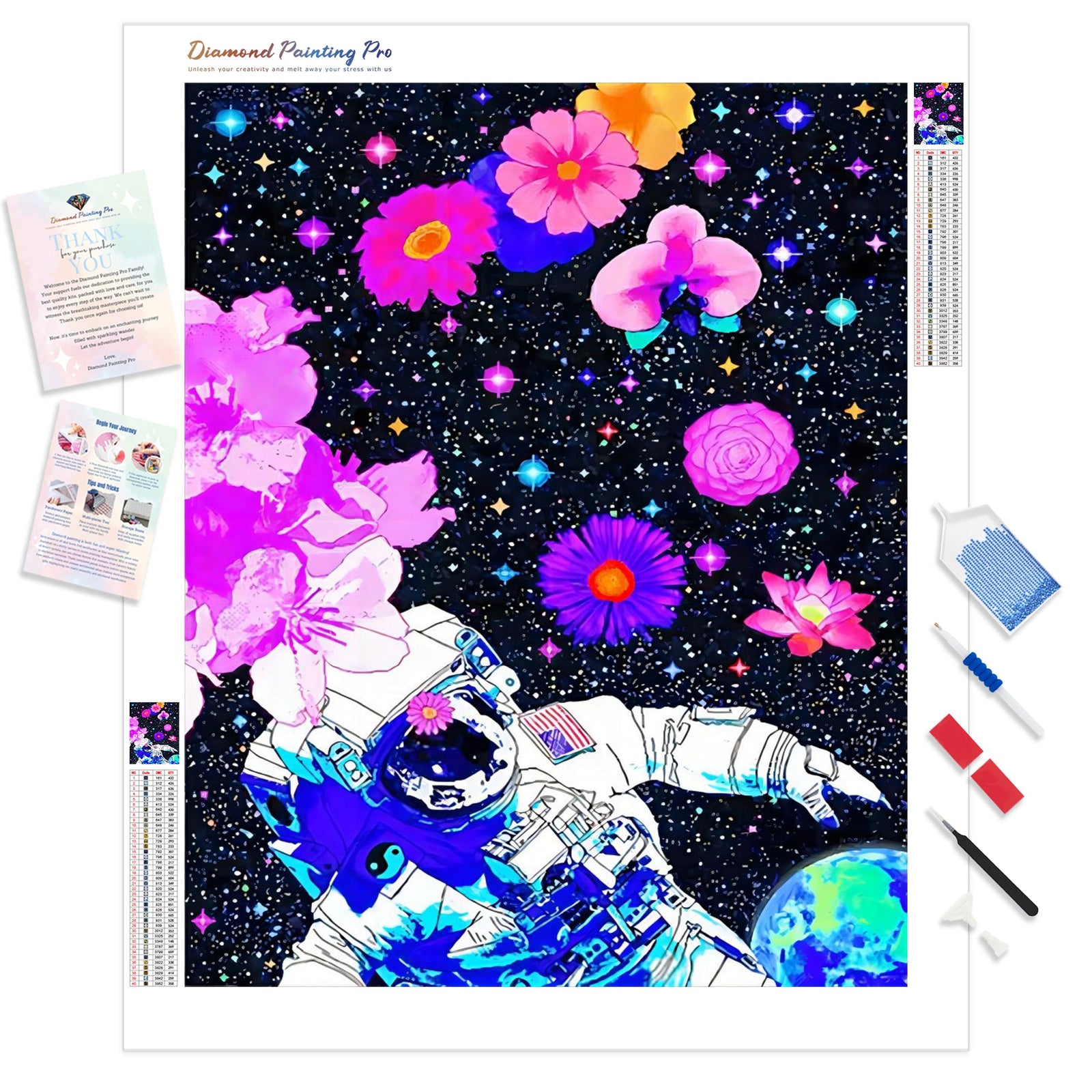 Aesthetic Space Man | Diamond Painting Kit - Full Drill - Square or Round Diamonds with AB Drills Option