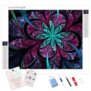 Dark Purple and Blue Fractal Flower | Diamond Painting