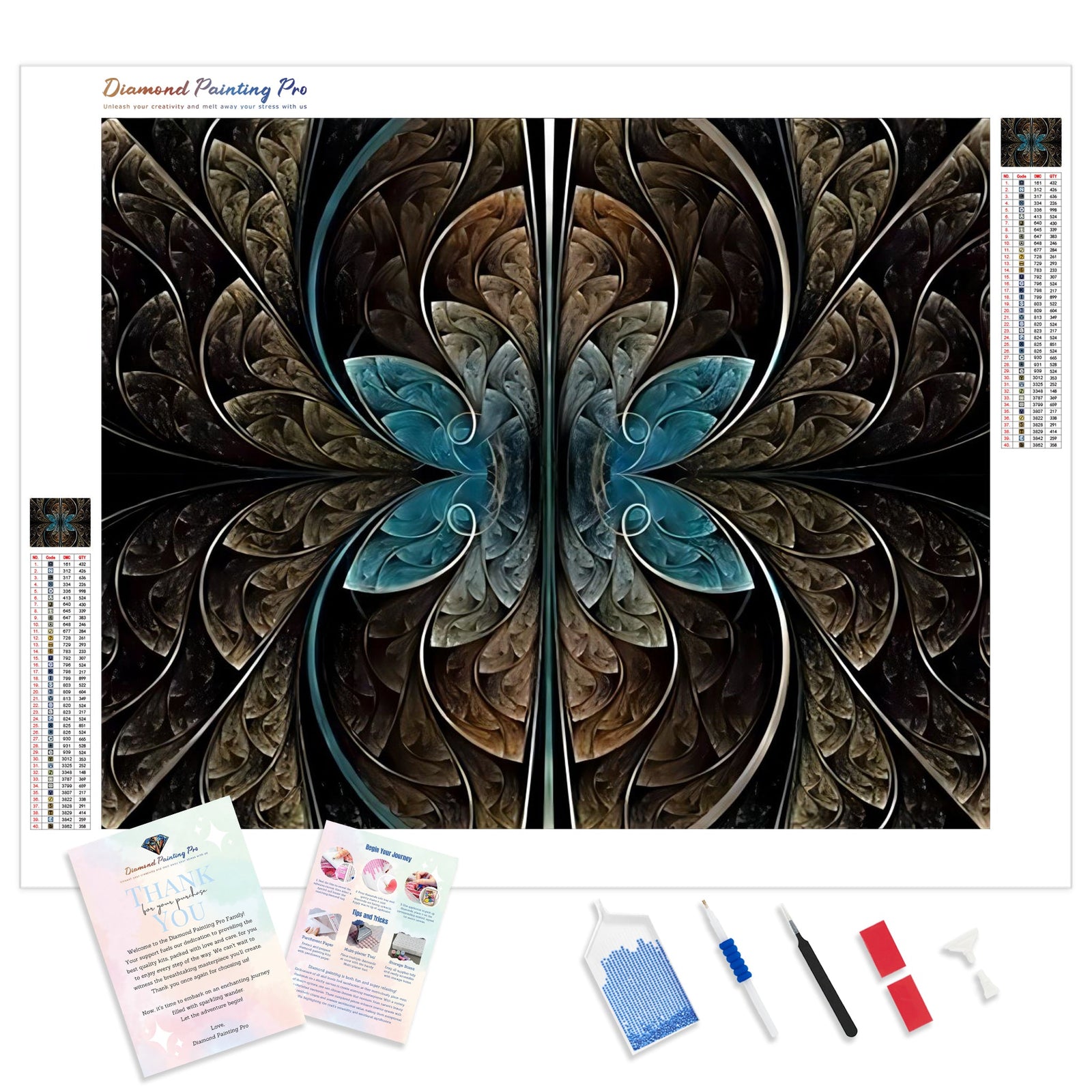 Multicolored Symmetrical Fractal Pattern | Diamond Painting Kit - Full Drill - Square or Round Diamonds with AB Drills Option