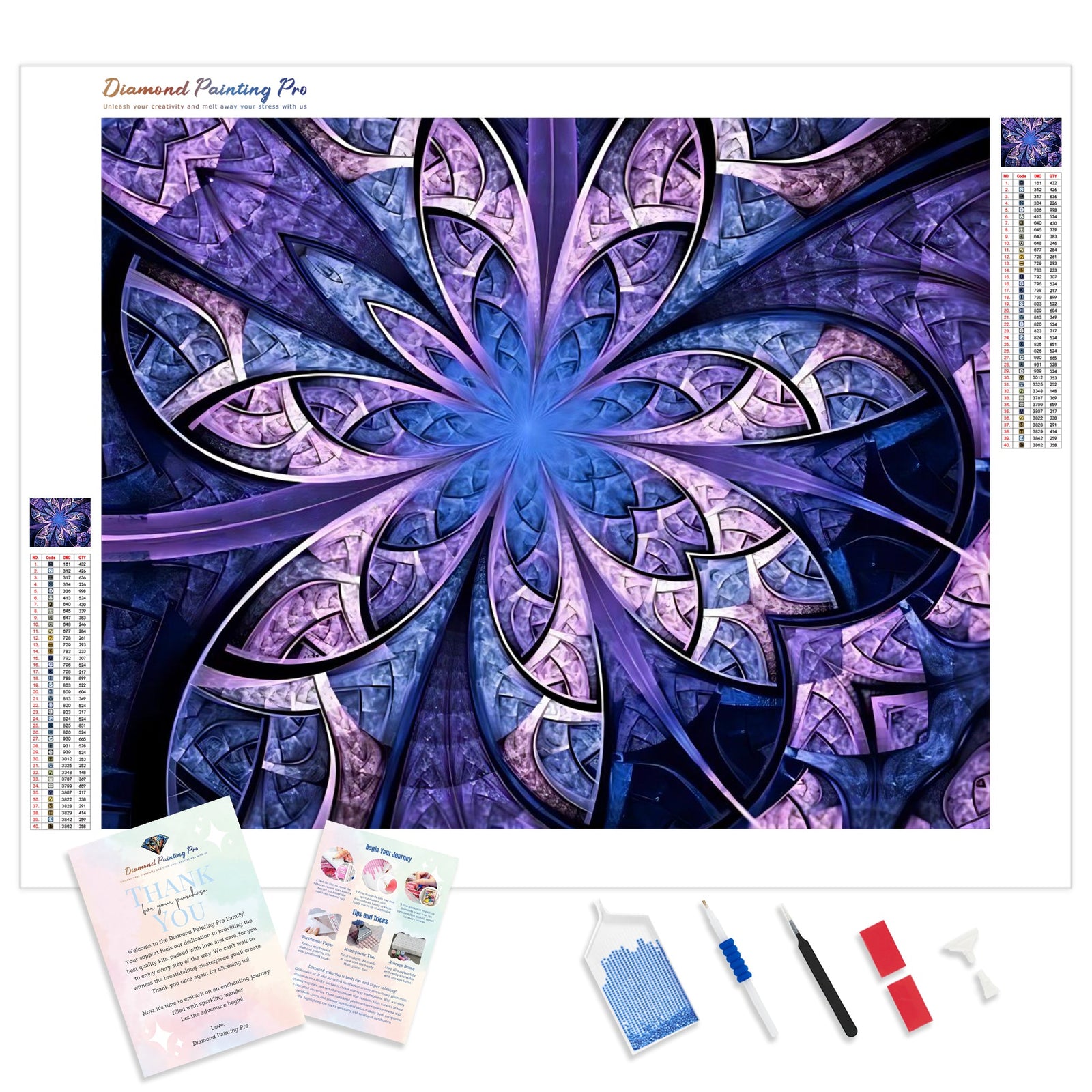 Violet Fractal Flower | Diamond Painting Kit - Full Drill - Square or Round Diamonds with AB Drills Option