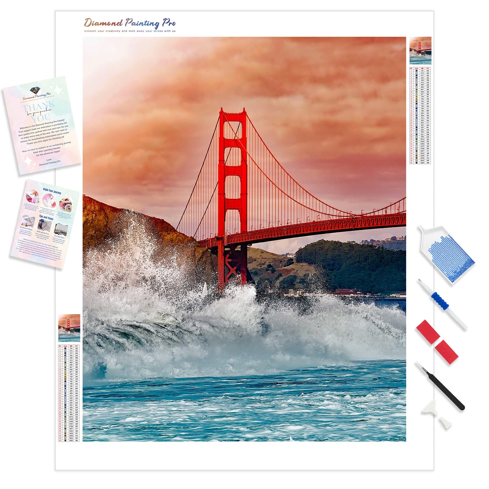 Golden Gate Bridge | Diamond Painting Kit - Full Drill - Square or Round Diamonds with AB Drills Option