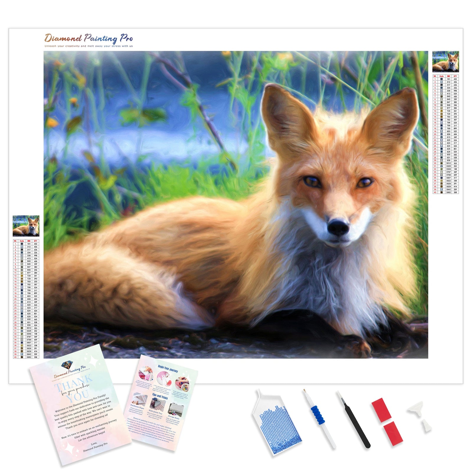 Fox | Diamond Painting Kit - Full Drill - Square or Round Diamonds with AB Drills Option