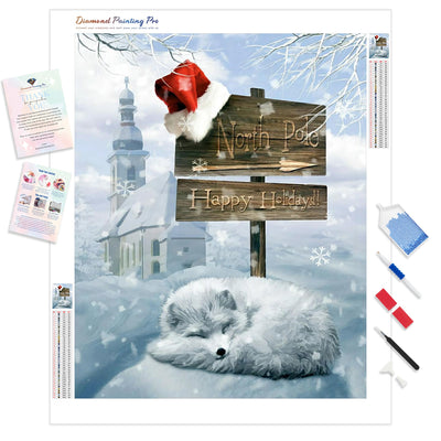 Sleepy Winter Fox | Diamond Painting Kit - Full Drill - Square or Round Diamonds with AB Drills Option