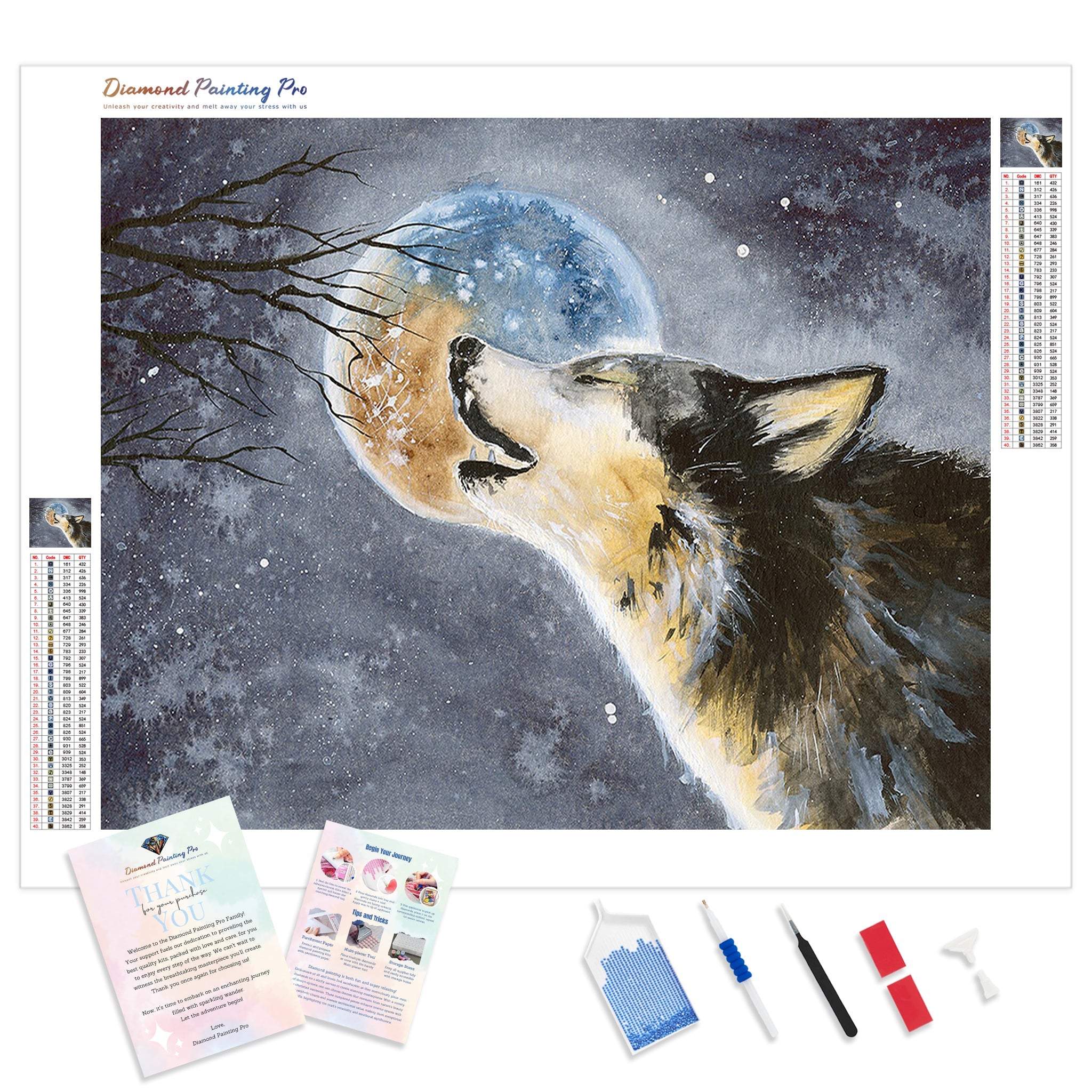 Howling Wolf Diamond Painting | Full Drill Diamond Art – Diamond ...