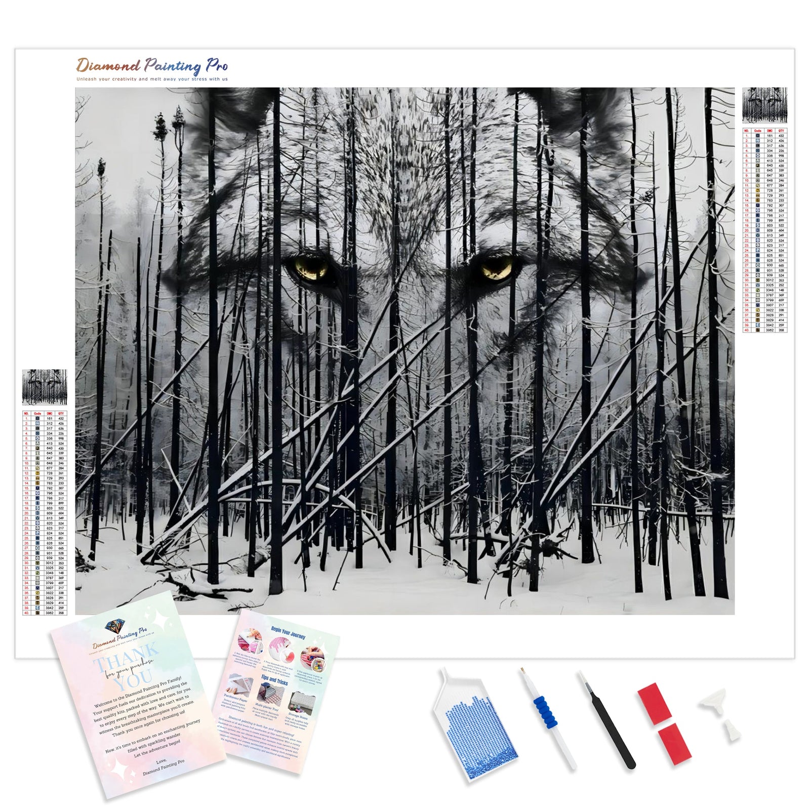 Wolf Winter Woods | Diamond Painting Kit - Full Drill - Square or Round Diamonds with AB Drills Option