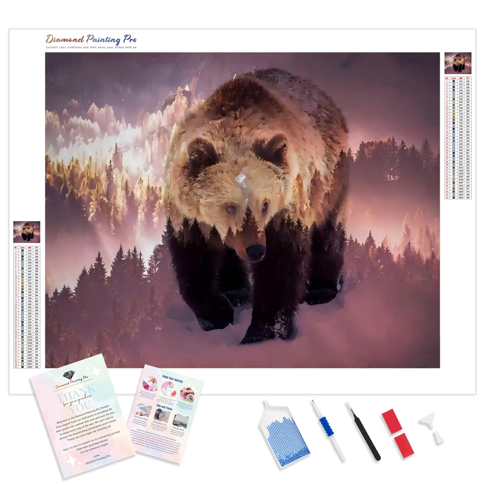 Bear Forest | Diamond Painting Kit - Full Drill - Square or Round Diamonds with AB Drills Option