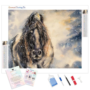 Black Horse in Winter | Diamond Painting