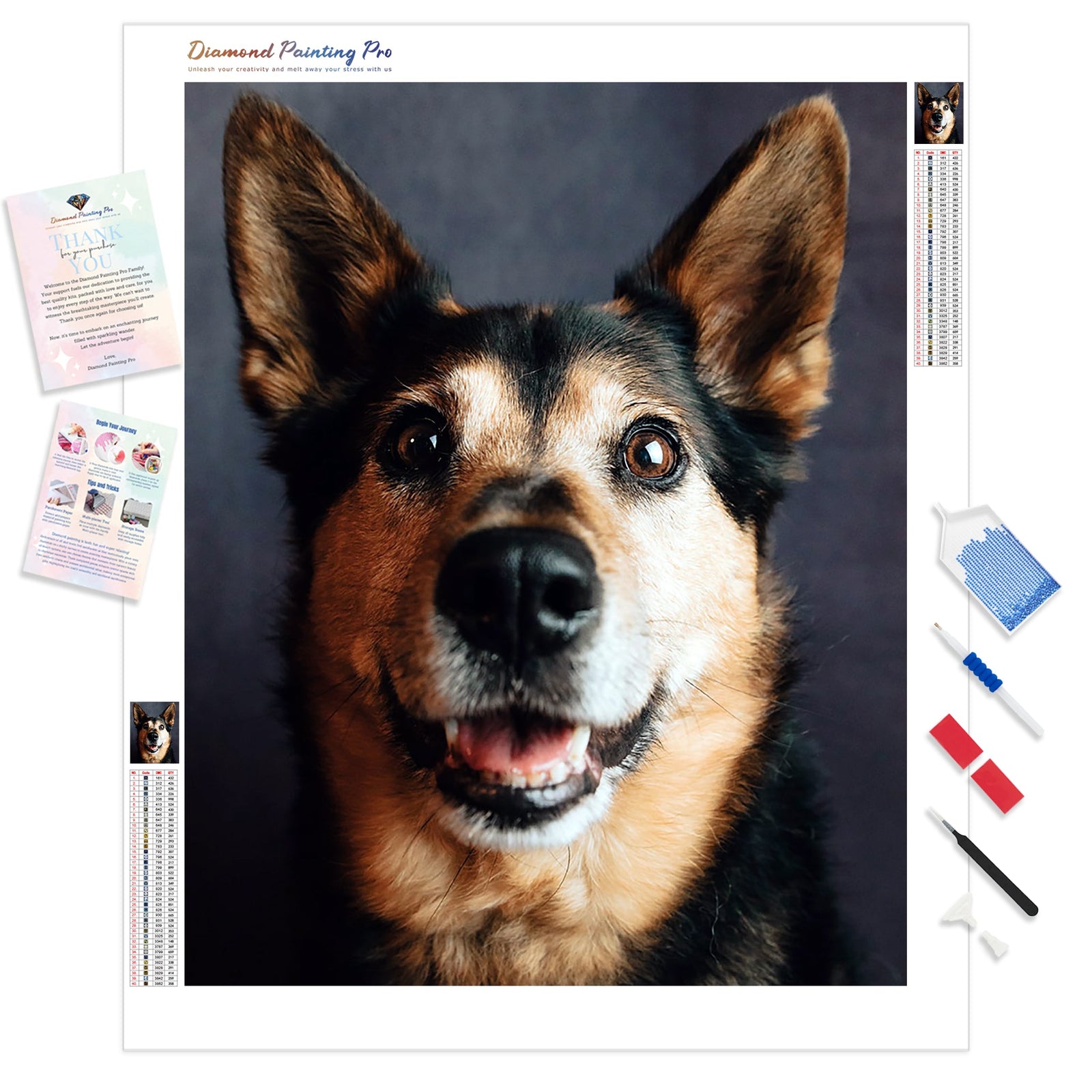 Black and tan german shepherd | Diamond Painting Kit - Full Drill - Square or Round Diamonds with AB Drills Option