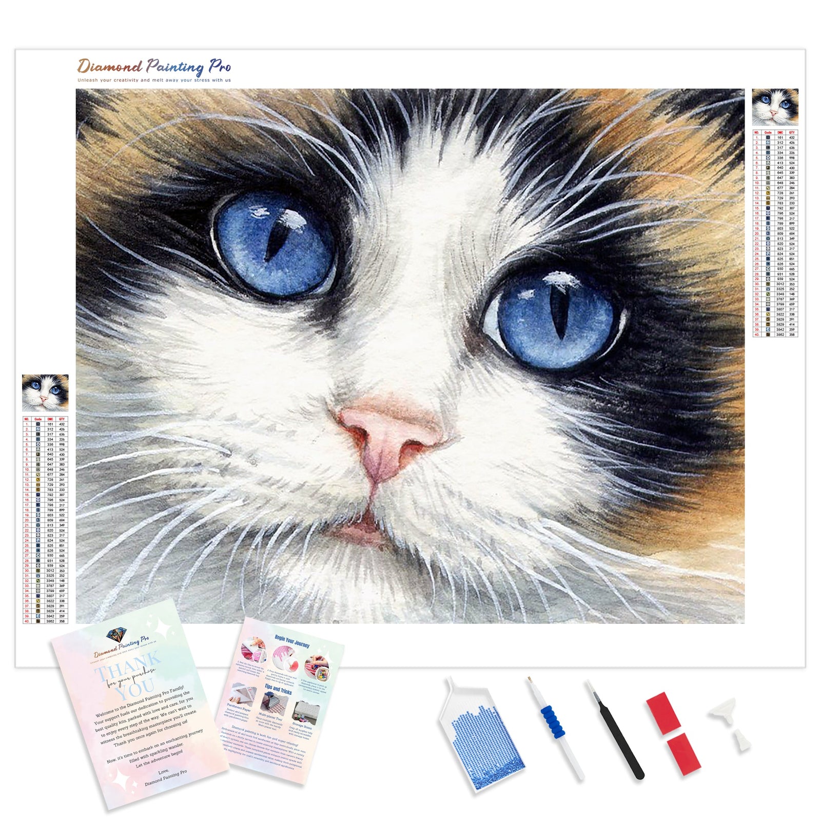 Blue eyes | Diamond Painting Kit - Full Drill - Square or Round Diamonds with AB Drills Option