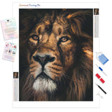 Brown Lion with White Eyes | Diamond Painting Kit - Full Drill - Square or Round Diamonds with AB Drills Option