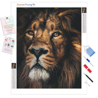 Brown lion with white eyes | Diamond Painting