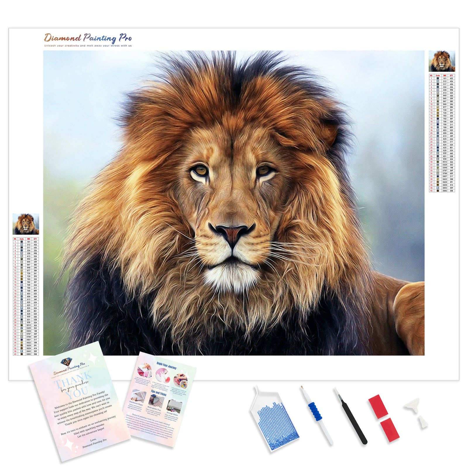 King lion | Diamond Painting Kit - Full Drill - Square or Round Diamonds with AB Drills Option