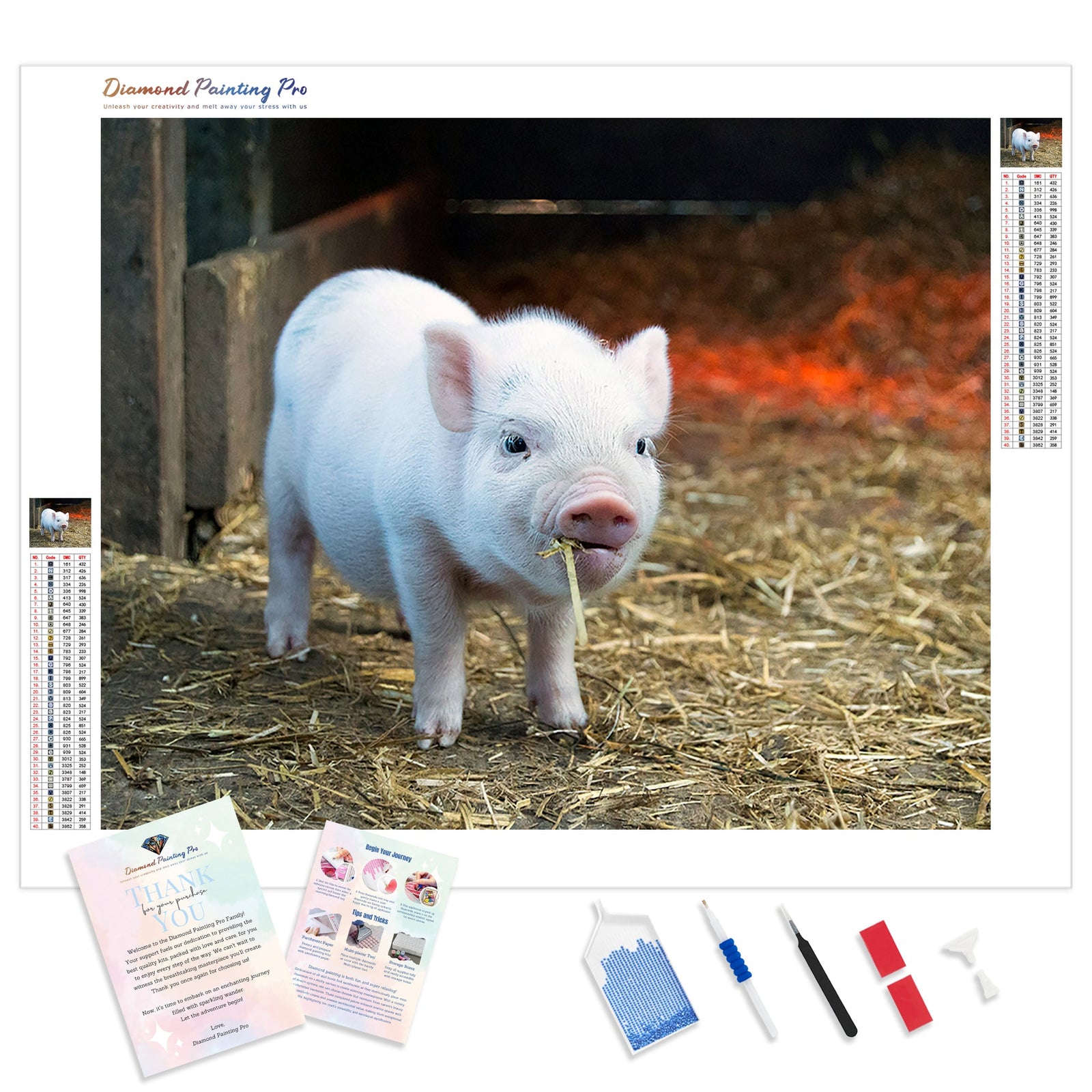 Pink piglet | Diamond Painting Kit - Full Drill - Square or Round Diamonds with AB Drills Option