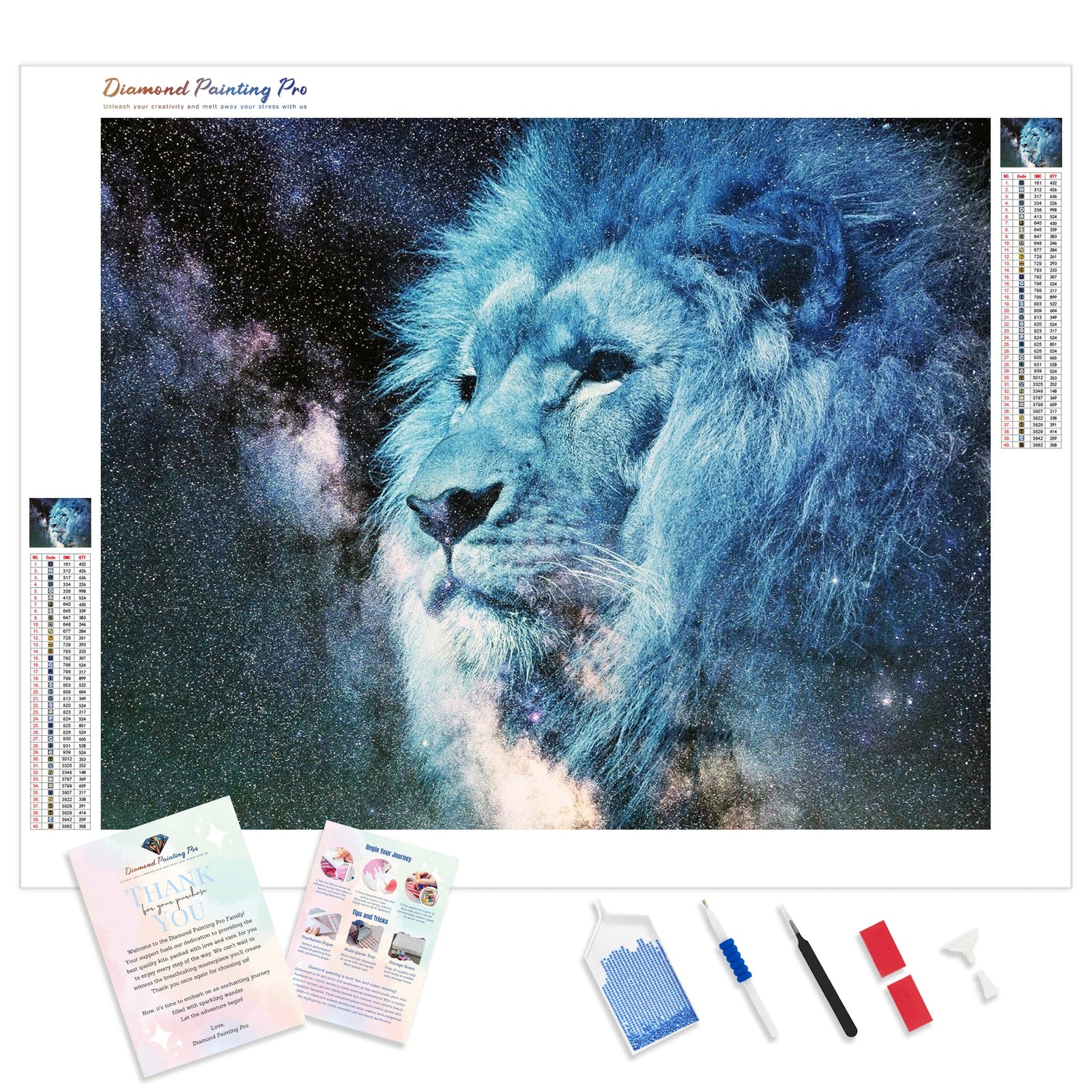 Starry Sky Lion | Diamond Painting Kit - Full Drill - Square or Round Diamonds with AB Drills Option