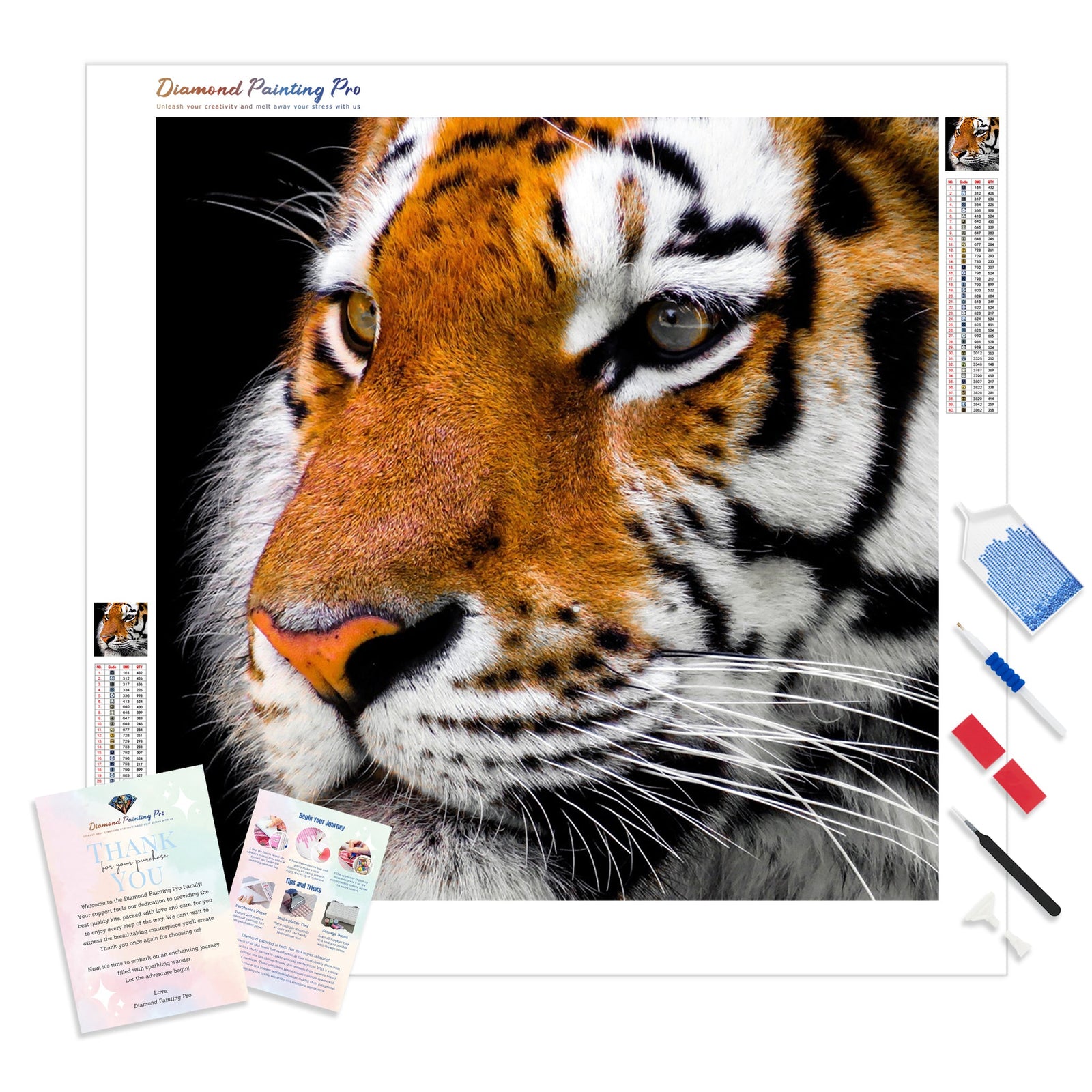 Tiger Close-up | Diamond Painting Kit - Full Drill - Square or Round Diamonds with AB Drills Option