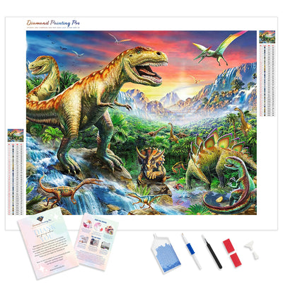 Forest Dinosaur Moon | Diamond Painting Kit - Full Drill - Square or Round Diamonds with AB Drills Option