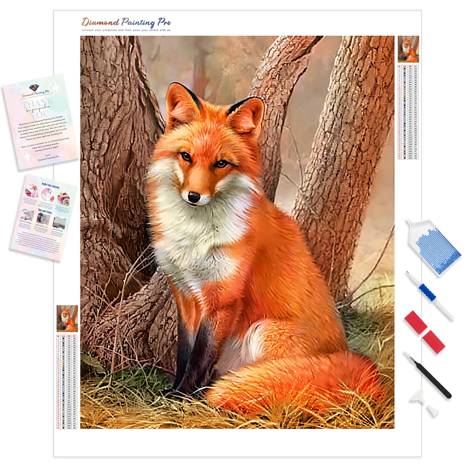 Fox In Forest | Diamond Painting Kit - Full Drill - Square or Round Diamonds with AB Drills Option