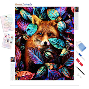 The Fox Behind the Tree Leaves | Diamond Painting