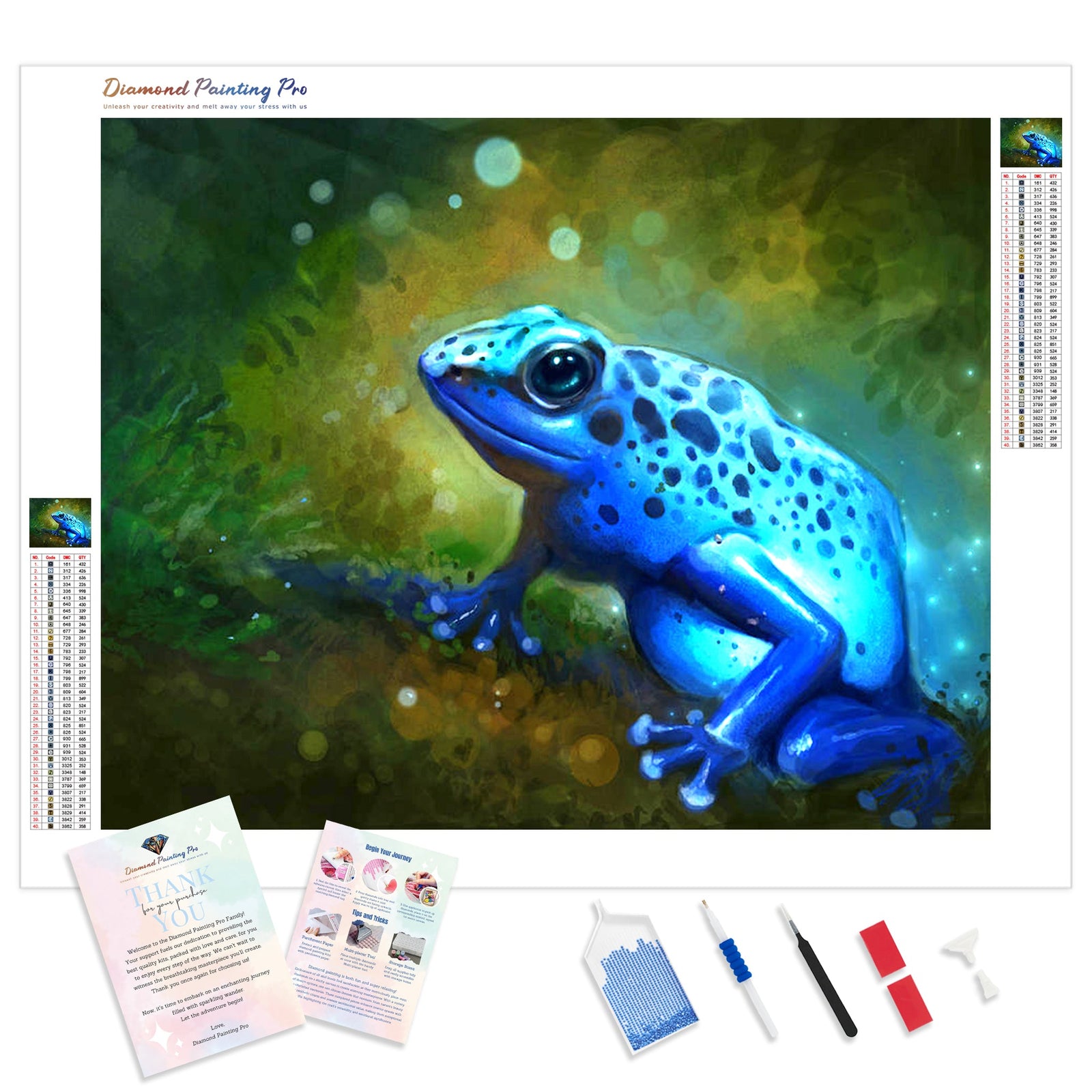 Blue Frog | Diamond Painting Kit - Full Drill - Square or Round Diamonds with AB Drills Option