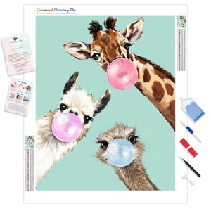 Giraffe, Alpaca, Ostrich | Diamond Painting