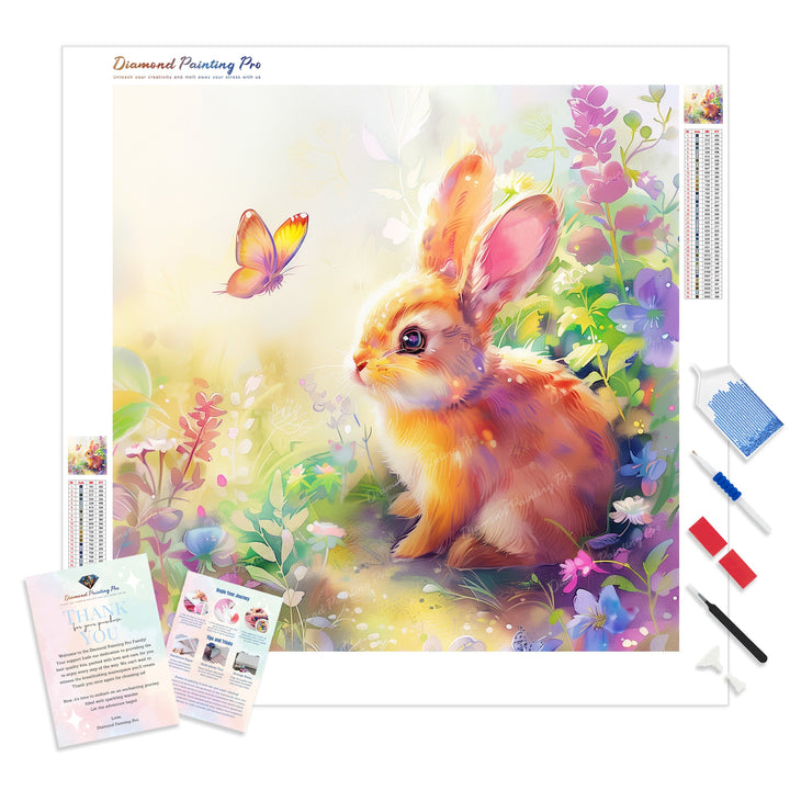 Bunny and the Fluttering Companion | Diamond Painting