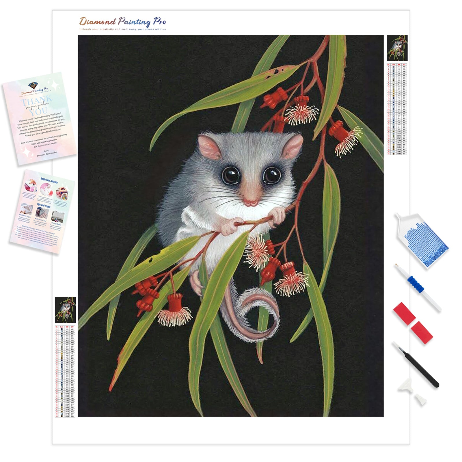 Feathertail Glider & Coral Gum | Diamond Painting Kit - Full Drill - Square or Round Diamonds with AB Drills Option