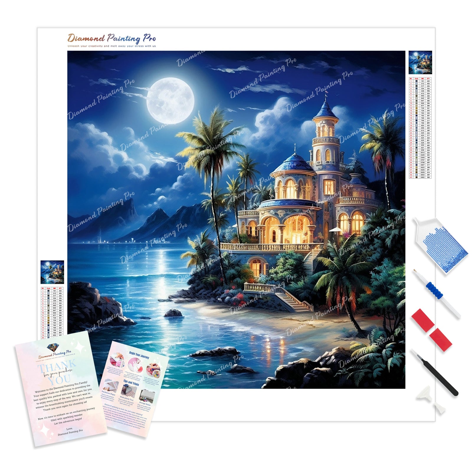 Moonlit Island | Diamond Painting Kit - Full Drill - Square or Round Diamonds with AB Drills Option