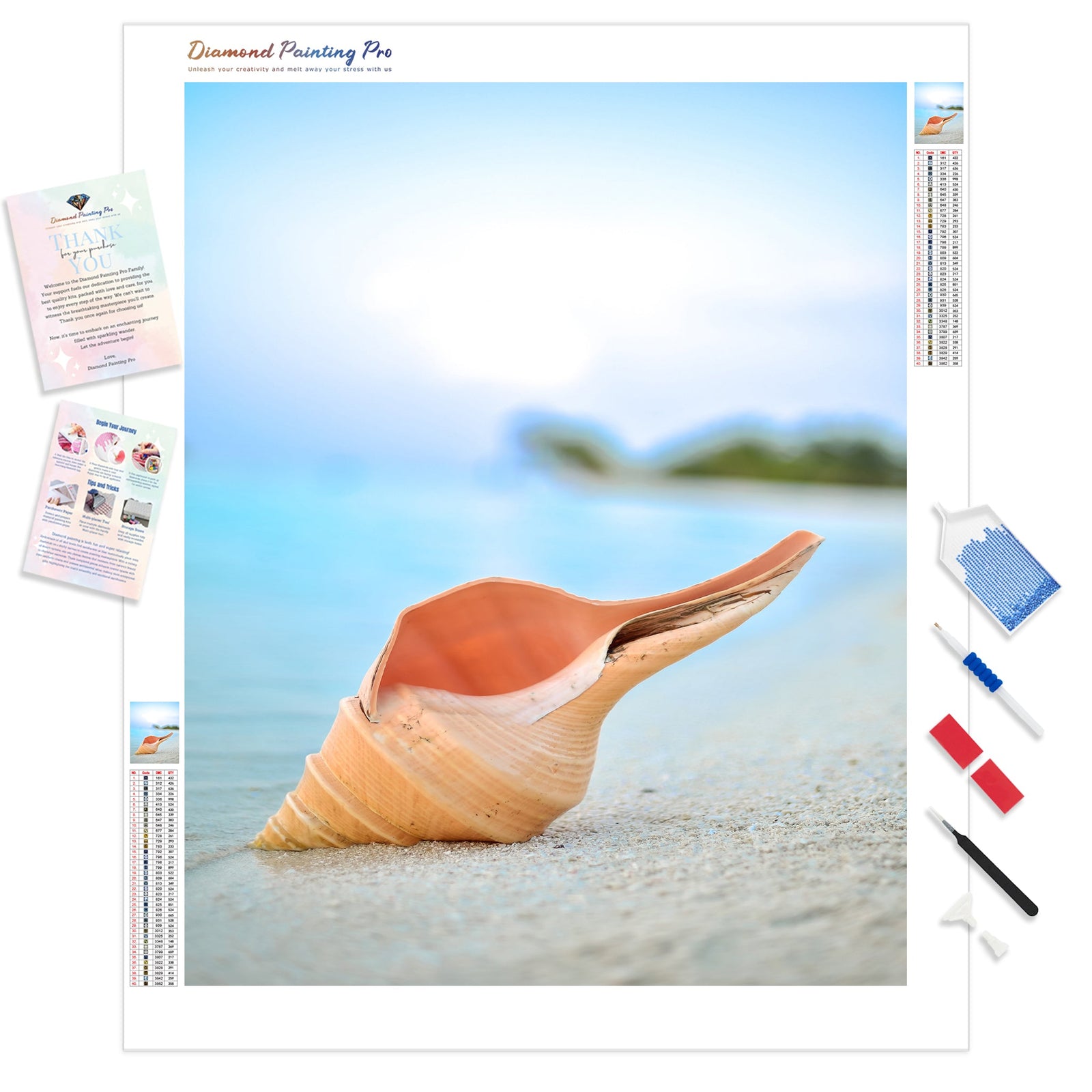 Spiral Seashell | Diamond Painting Kit - Full Drill - Square or Round Diamonds with AB Drills Option