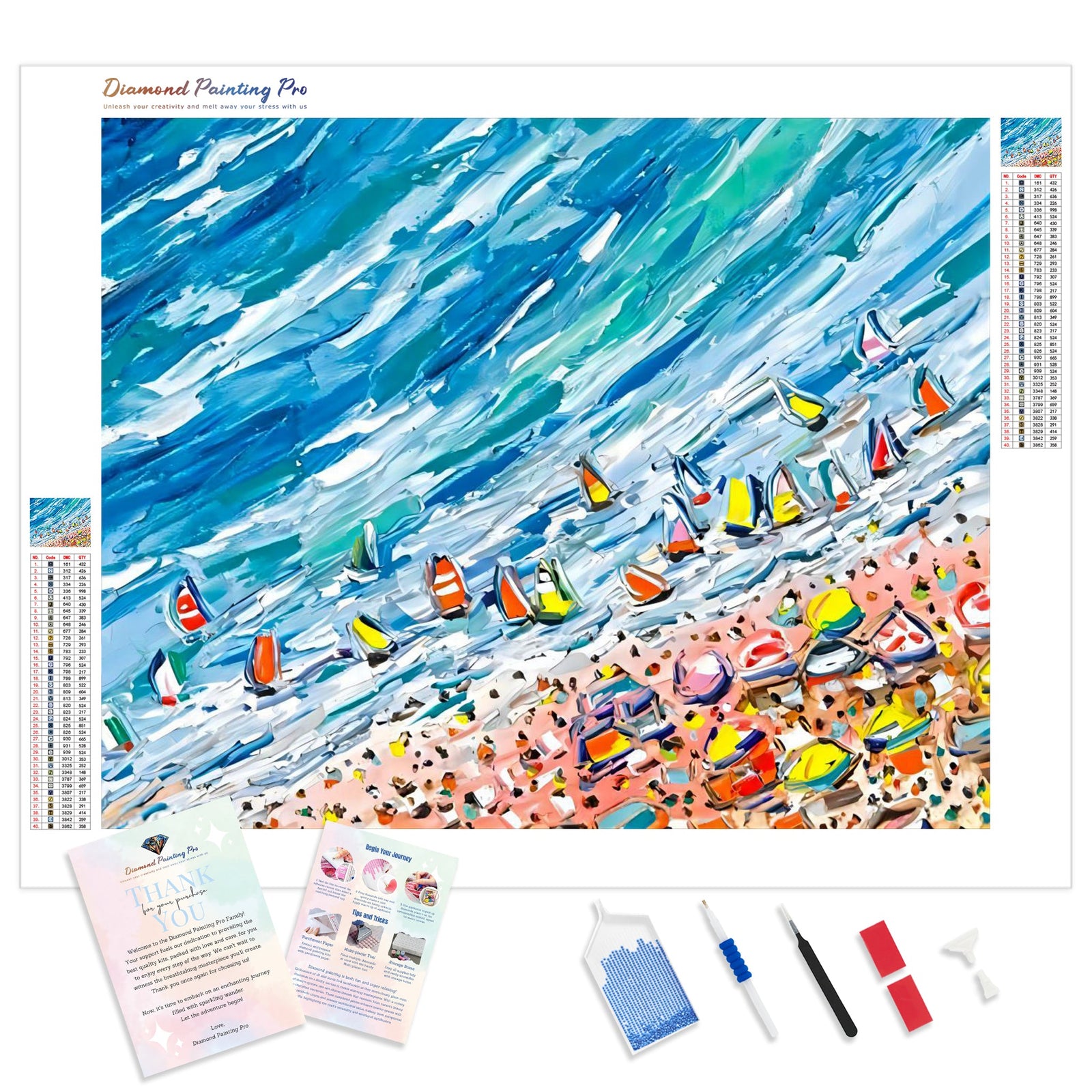 Bacolet Beach | Diamond Painting Kit - Full Drill - Square or Round Diamonds with AB Drills Option