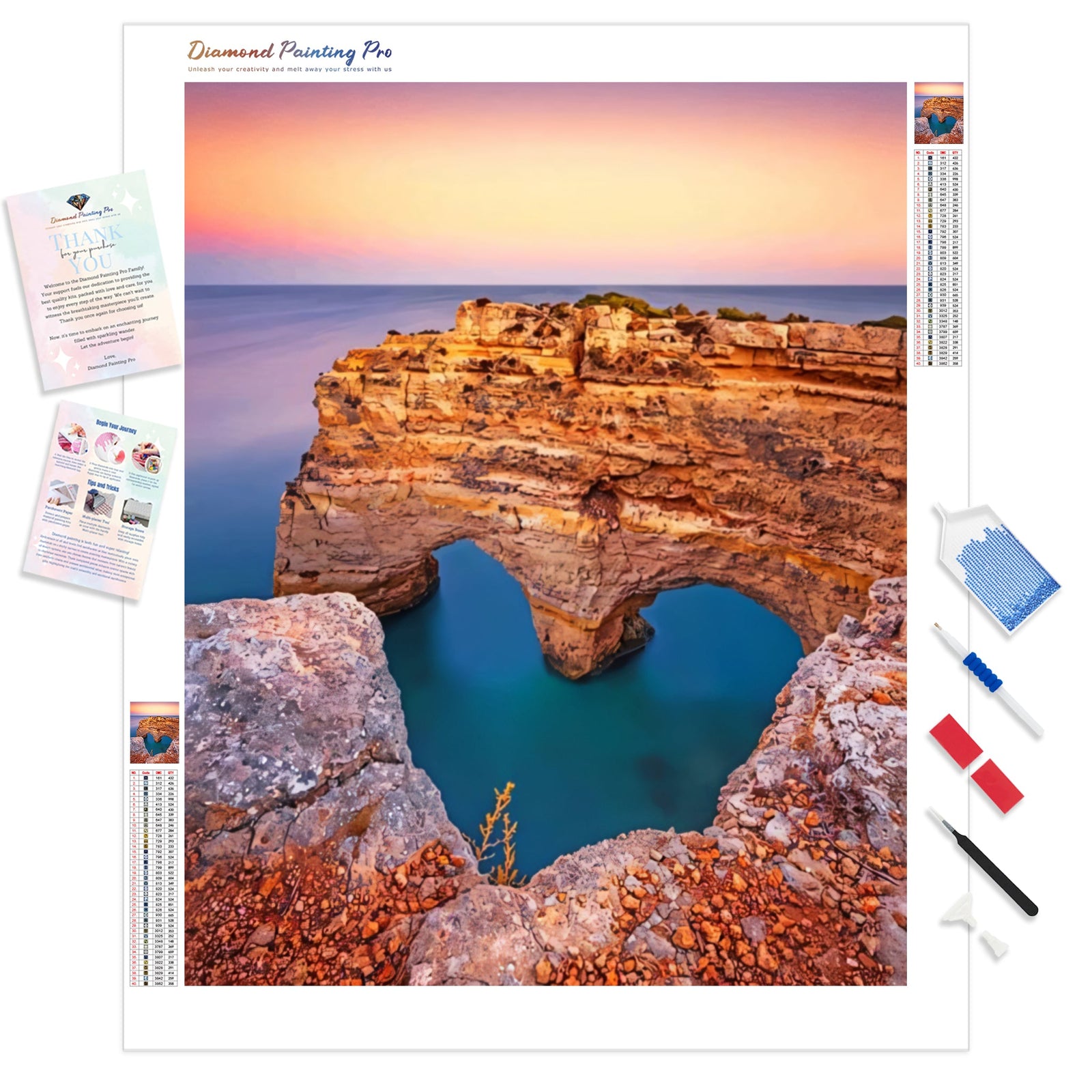 Marinha Beach Portugal | Diamond Painting Kit - Full Drill - Square or Round Diamonds with AB Drills Option