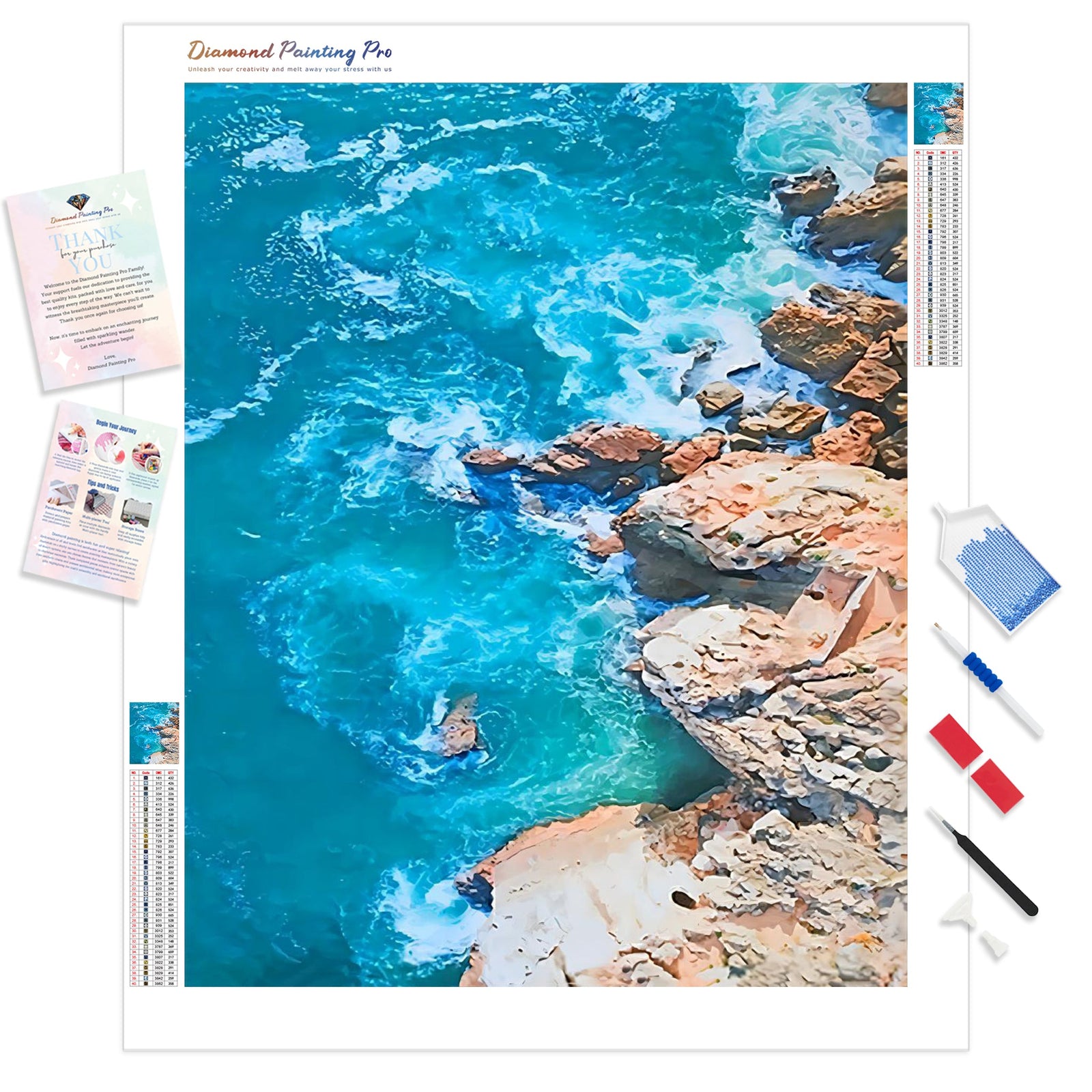 Calm Blue Ocean | Diamond Painting Kit - Full Drill - Square or Round Diamonds with AB Drills Option