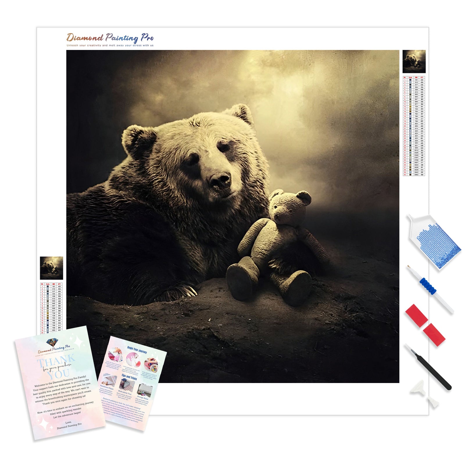 Two Teddies | Diamond Painting Kit - Full Drill - Square or Round Diamonds with AB Drills Option