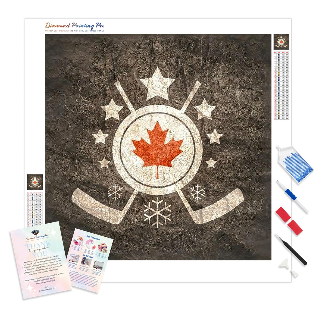 Canadian Hockey Emblem | Diamond Painting Kit - Full Drill - Square or Round Diamonds with AB Drills Option