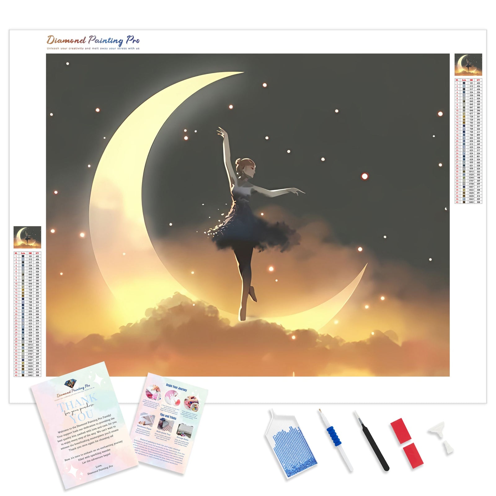 Moonlight Ballerina | Diamond Painting Kit - Full Drill - Square or Round Diamonds with AB Drills Option